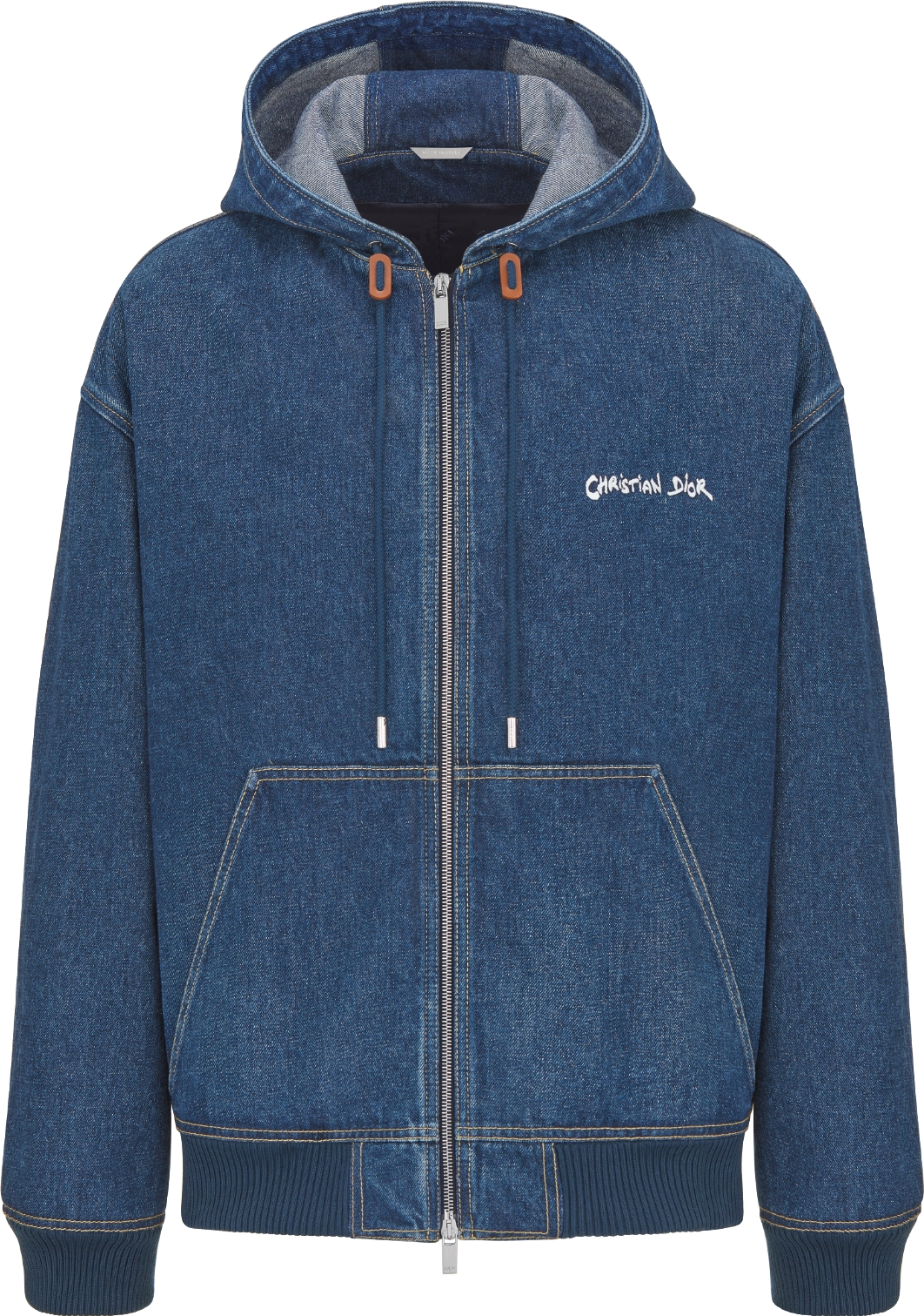 Christian Dior Tag Hooded Jacket Blue Cotton Denim DIOR