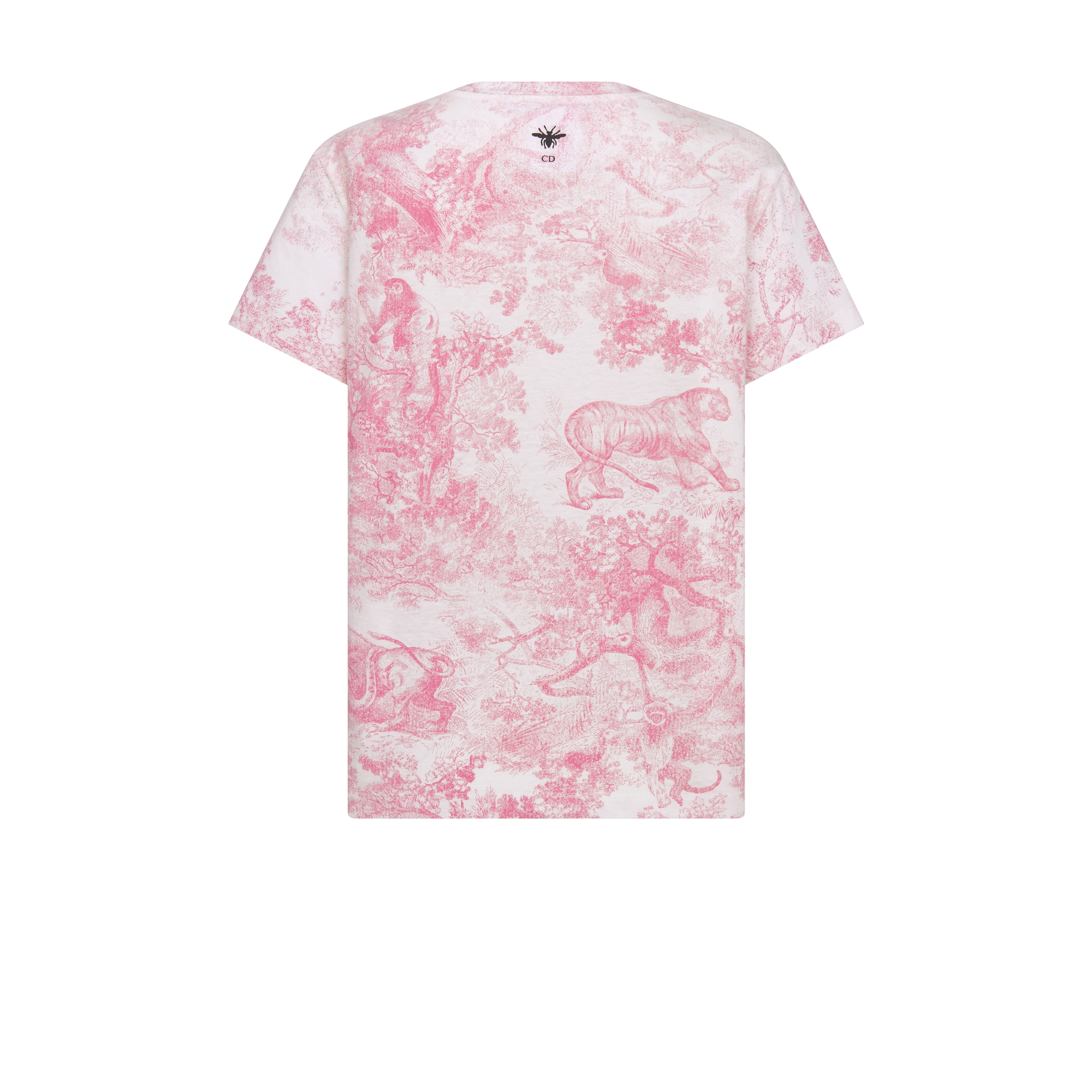 Camiseta Dioriviera Jérsei de algodão e linho branco com motivo Toile de Jouy Sauvage rosa-flor de cerejeira E08
