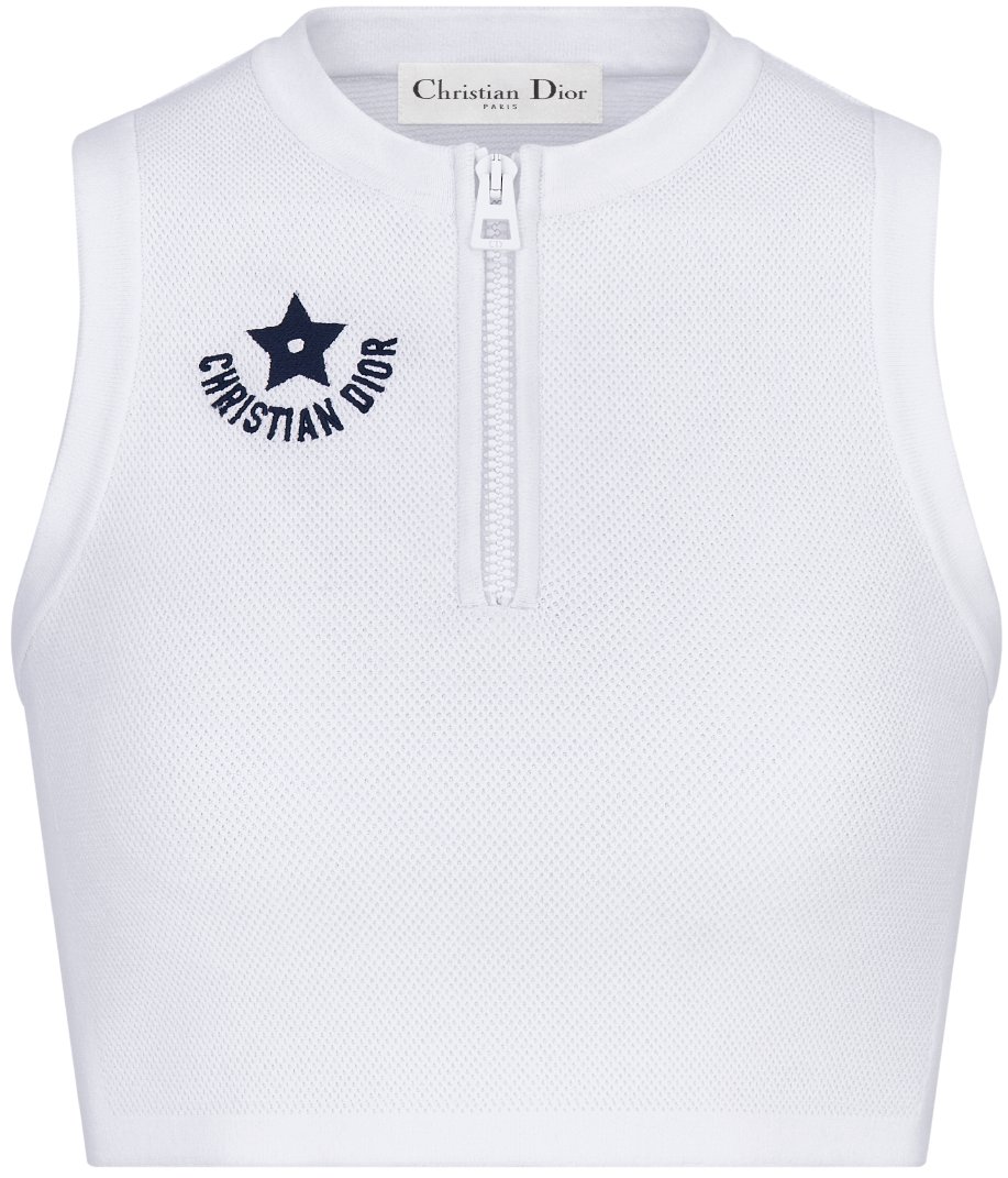Dioriviera Cropped Tank Top White Technical Mesh DIOR