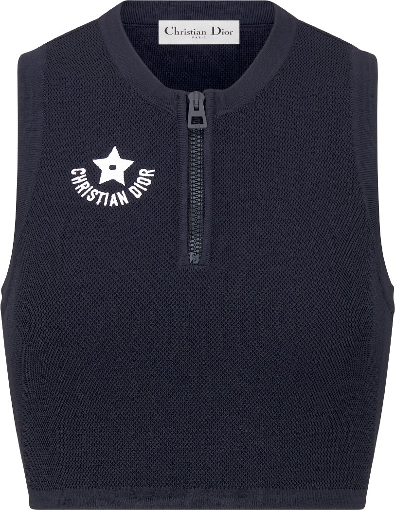 Dioriviera Cropped Tank Top Navy Blue Technical Knit DIOR