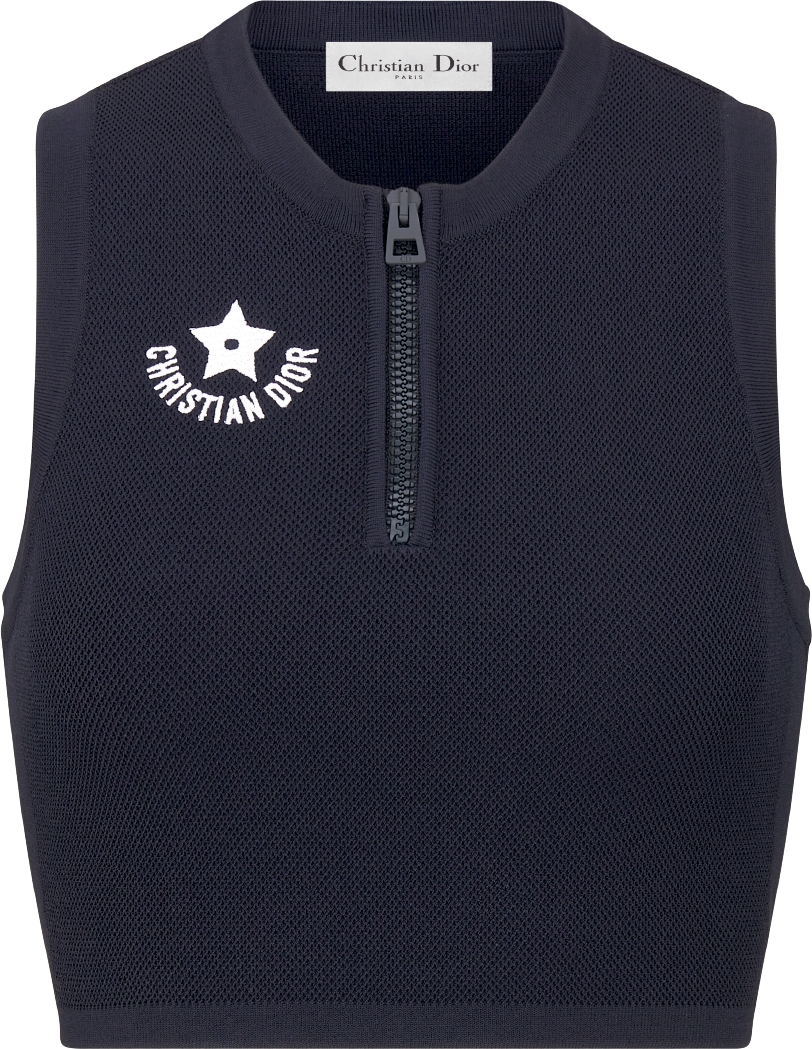 Dioriviera Cropped Tank Top Navy Blue Technical Knit DIOR