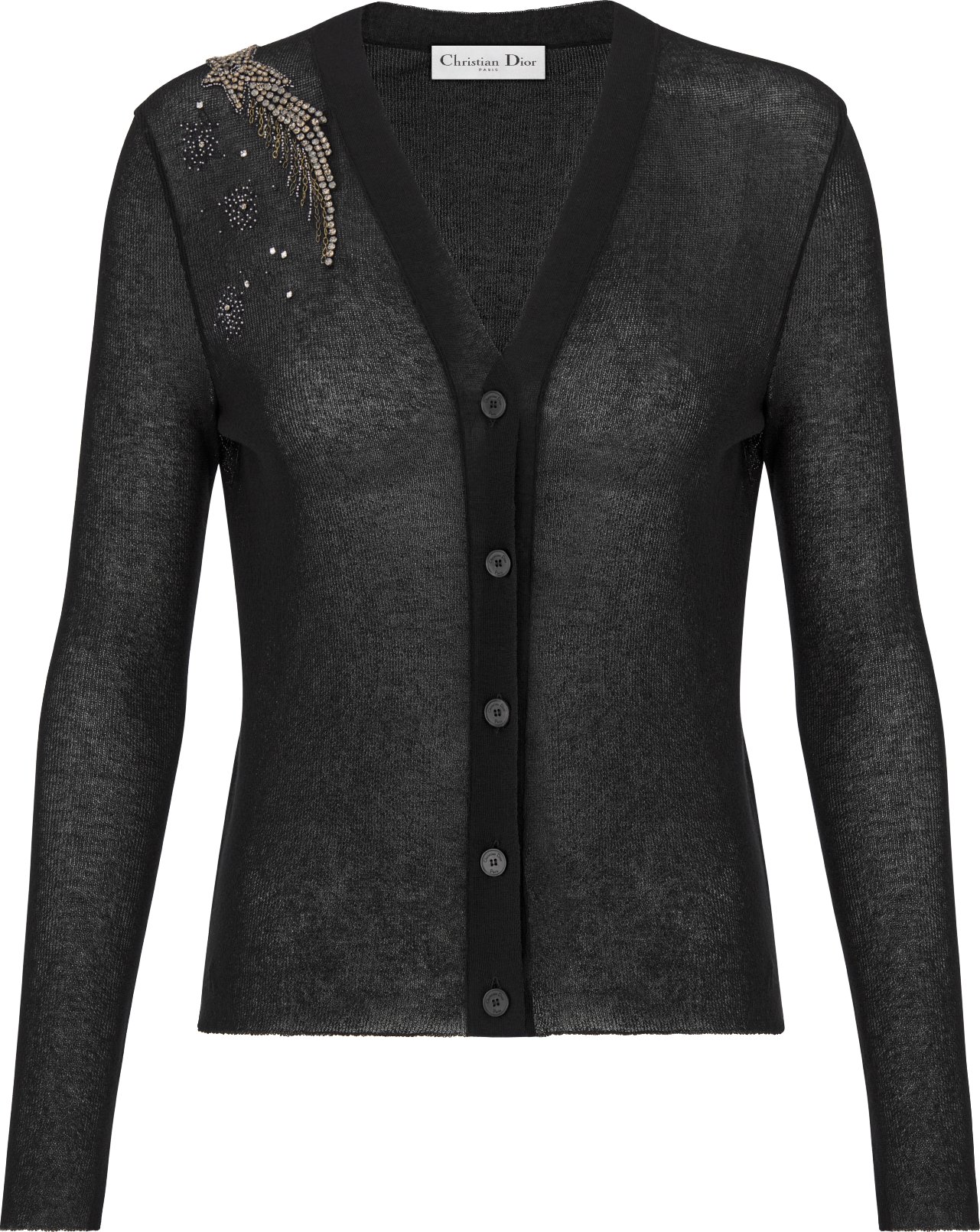 Embroidered Cardigan Black Cotton Blend Knit with Shooting Star Motif DIOR