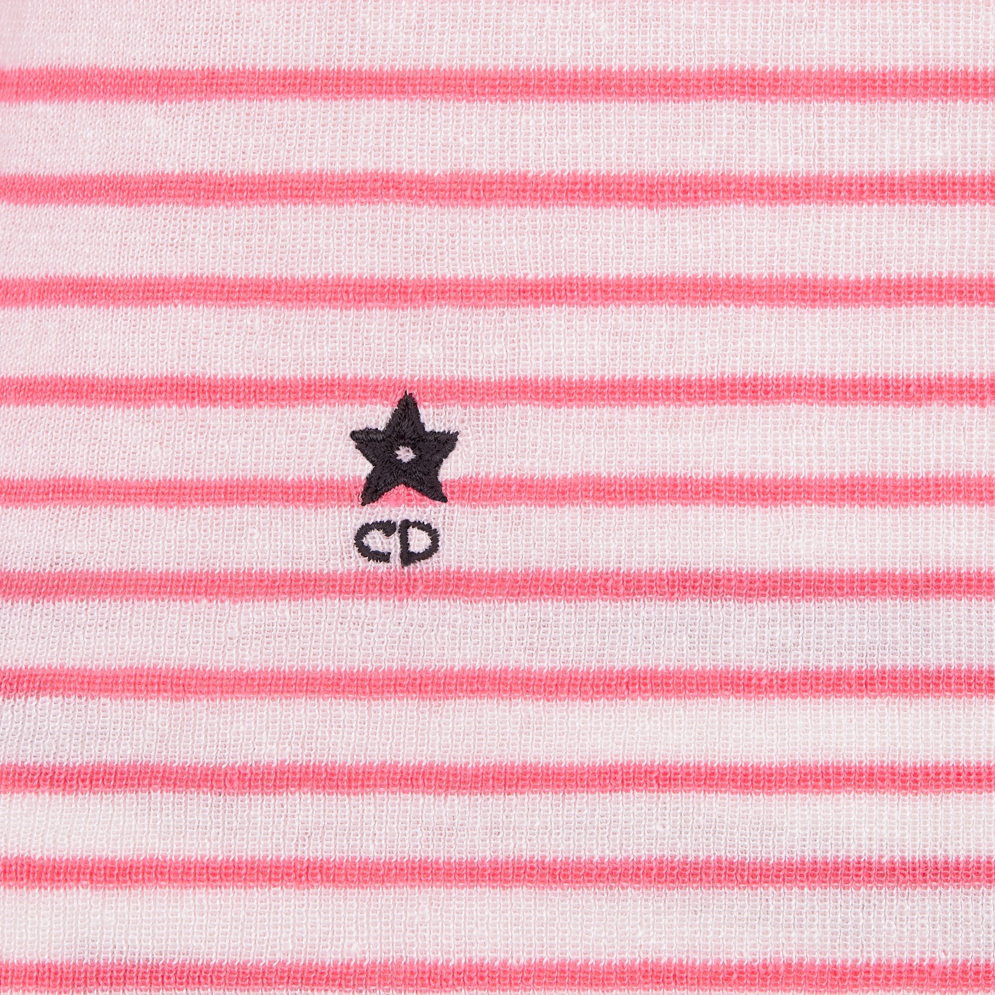 DIOR Dioriviera Sweater White And Candy Pink Linen Cashmere And Silk Ribbed Knit With Dior Mariniere Motif Size 38 Women