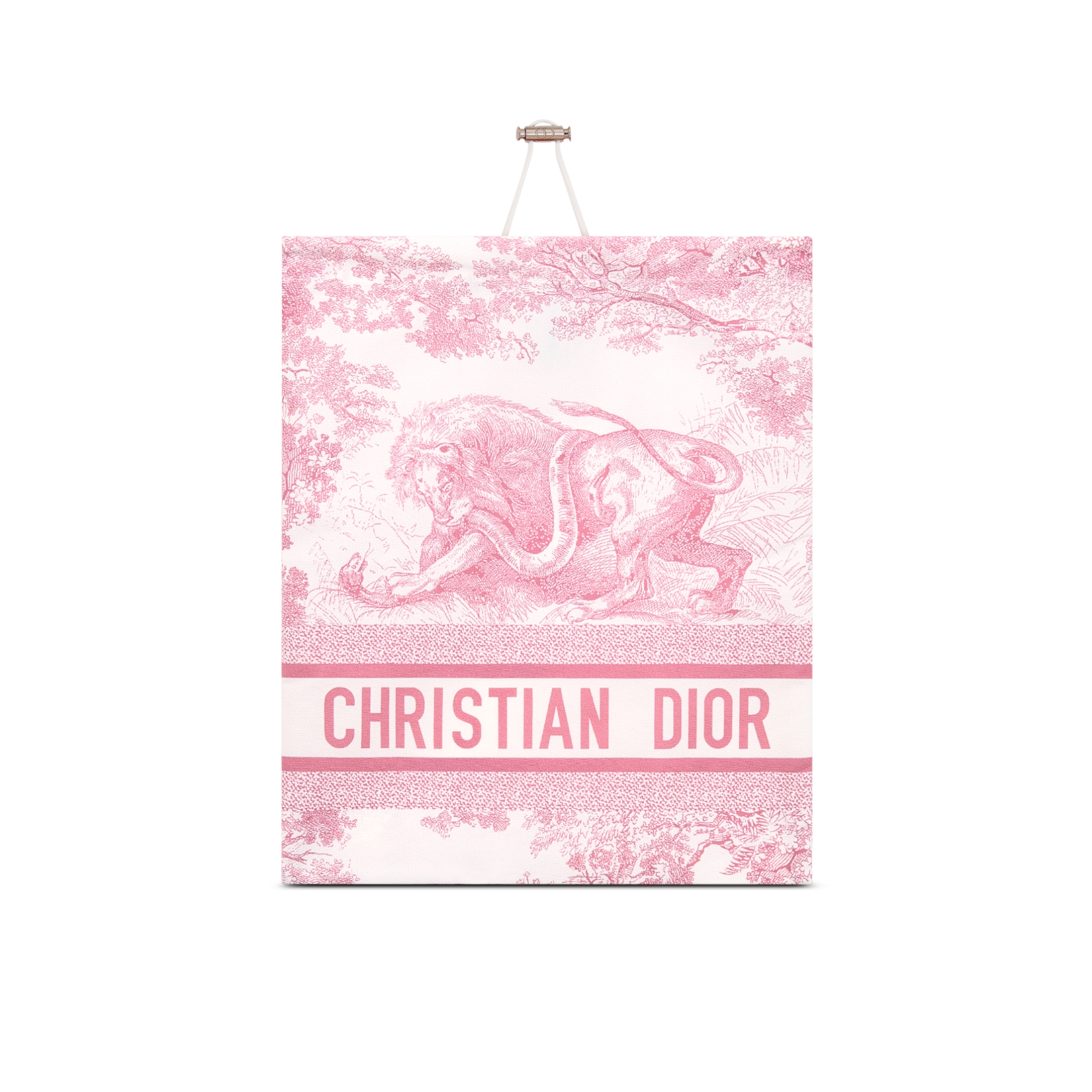 Dioriviera One-Piece Swimsuit White Technical Fabric with Cherry Blossom Pink Toile de Jouy Sauvage Motif E10