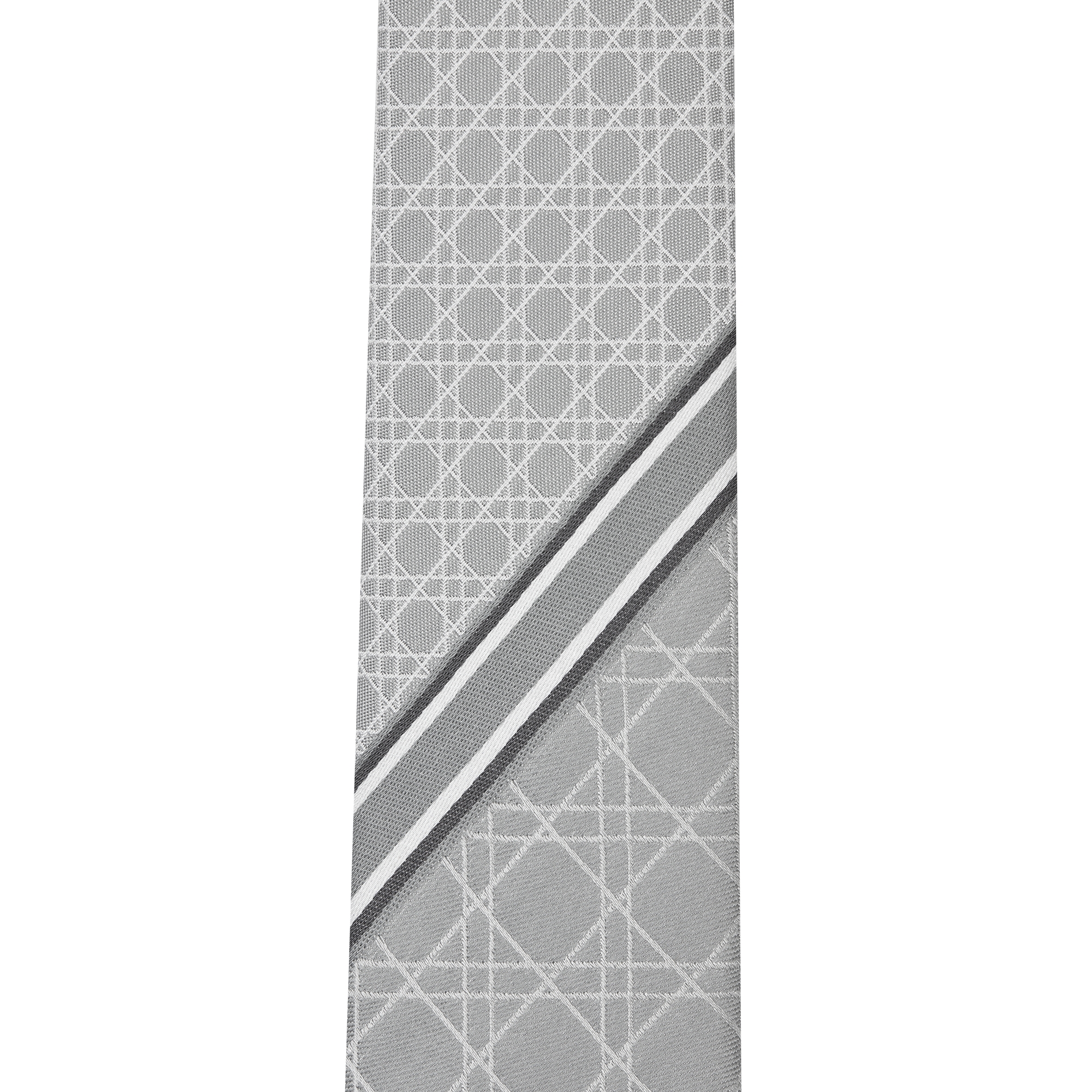 Striped Cannage Tie Gray, White and Deep Gray Silk E10