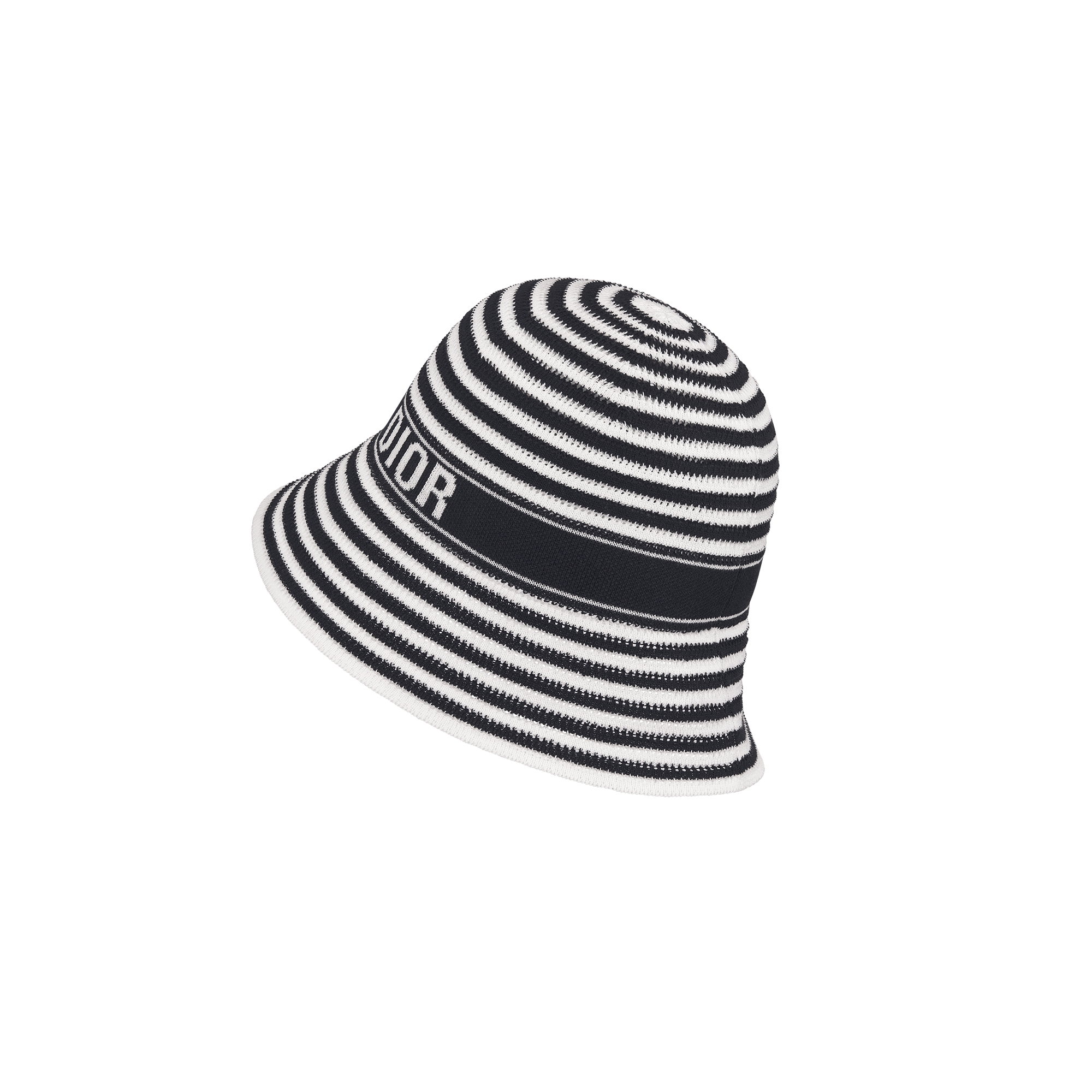 Dioriviera D-Tulipe Small Brim Cloche Navy Blue and White Cotton-Blend Knit E05