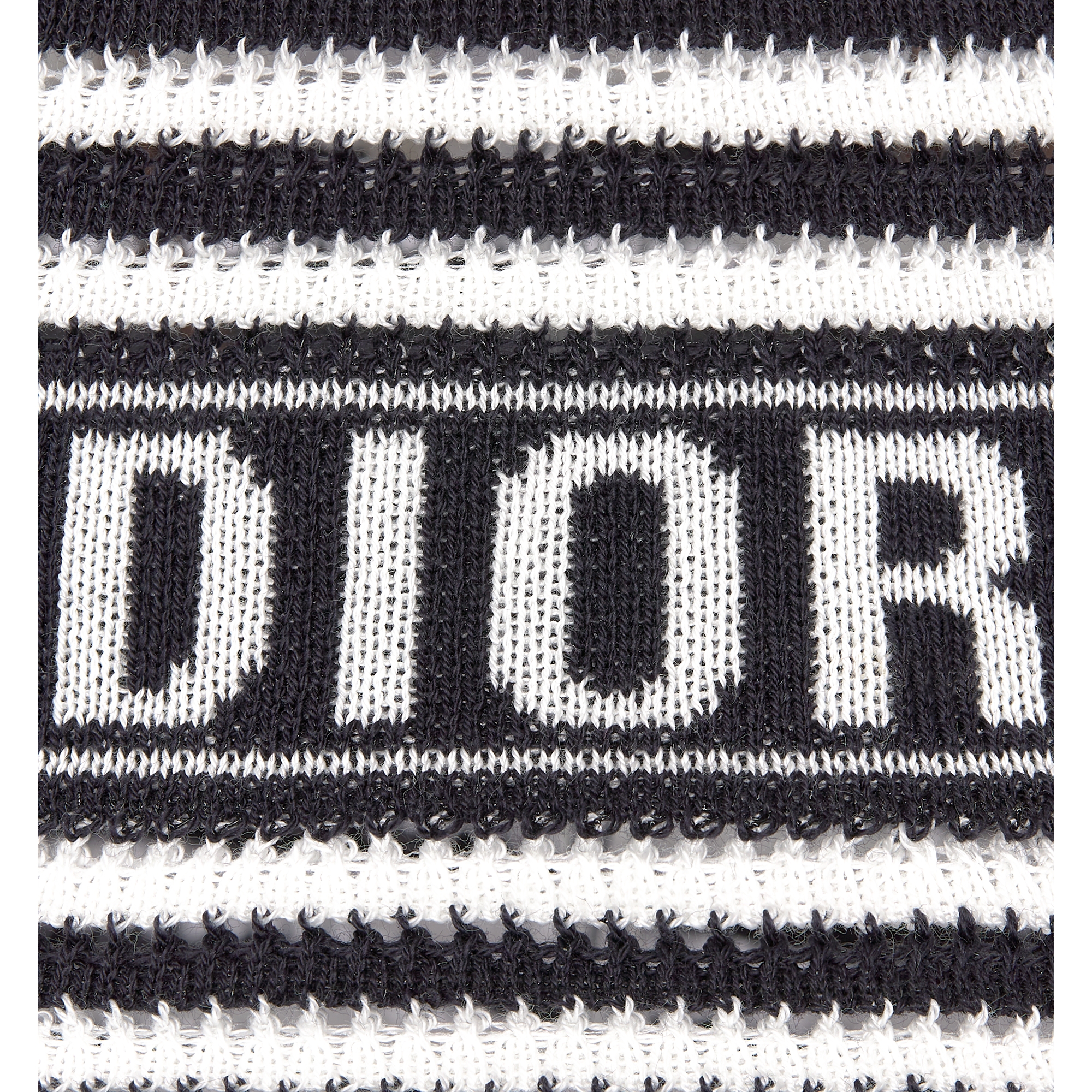 Dioriviera D-Tulipe Small Brim Cloche Navy Blue and White Cotton-Blend Knit E09