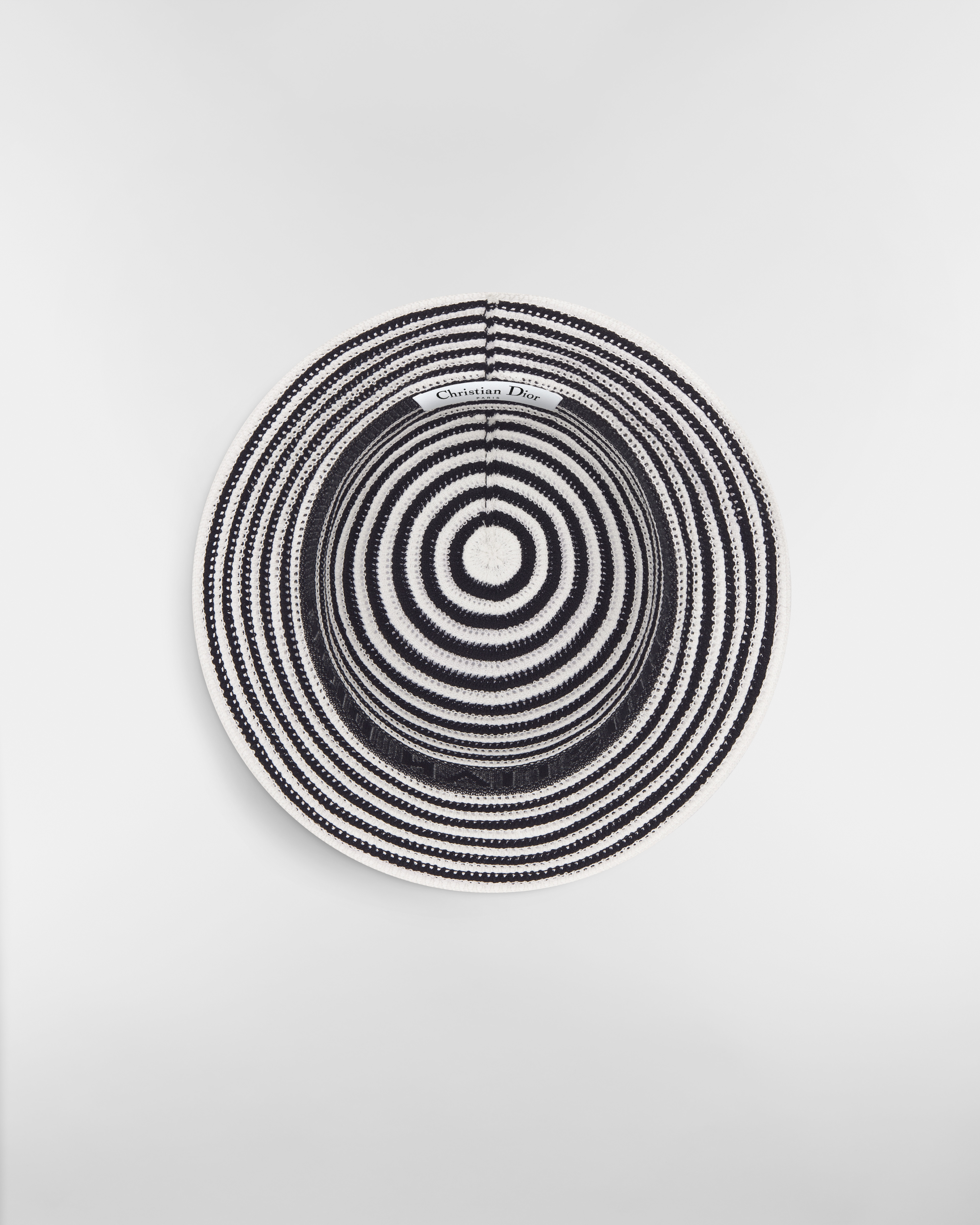 Dioriviera D-Tulipe Small Brim Cloche Navy Blue and White Cotton-Blend Knit E08