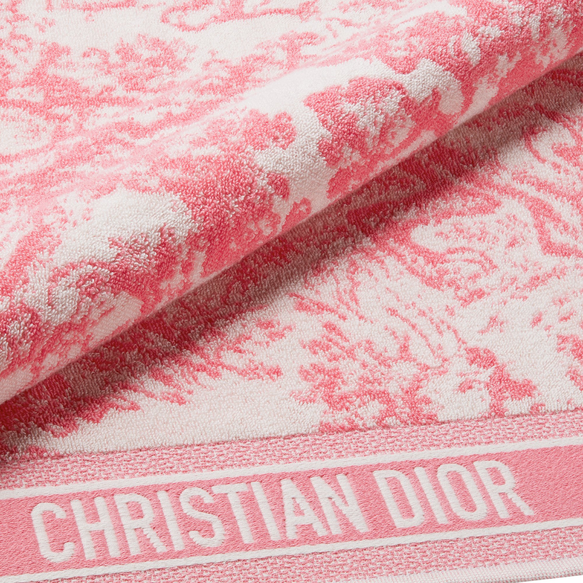 Dioriviera Toile de Jouy Sauvage Beach Towel White and Candy Pink 