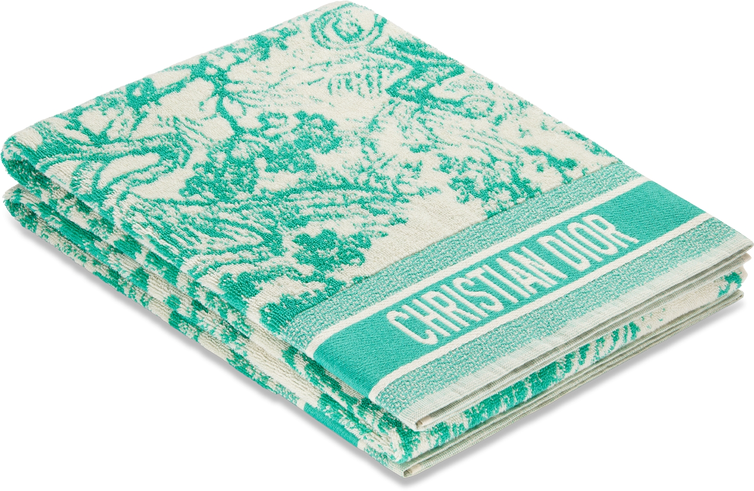 Dioriviera Toile de Jouy Sauvage Beach Towel White and Aquamarina 