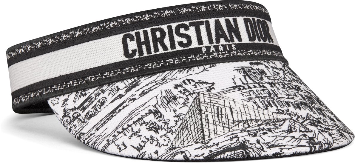 D Smash Paris Allover Visor Black and White Embroidery DIOR