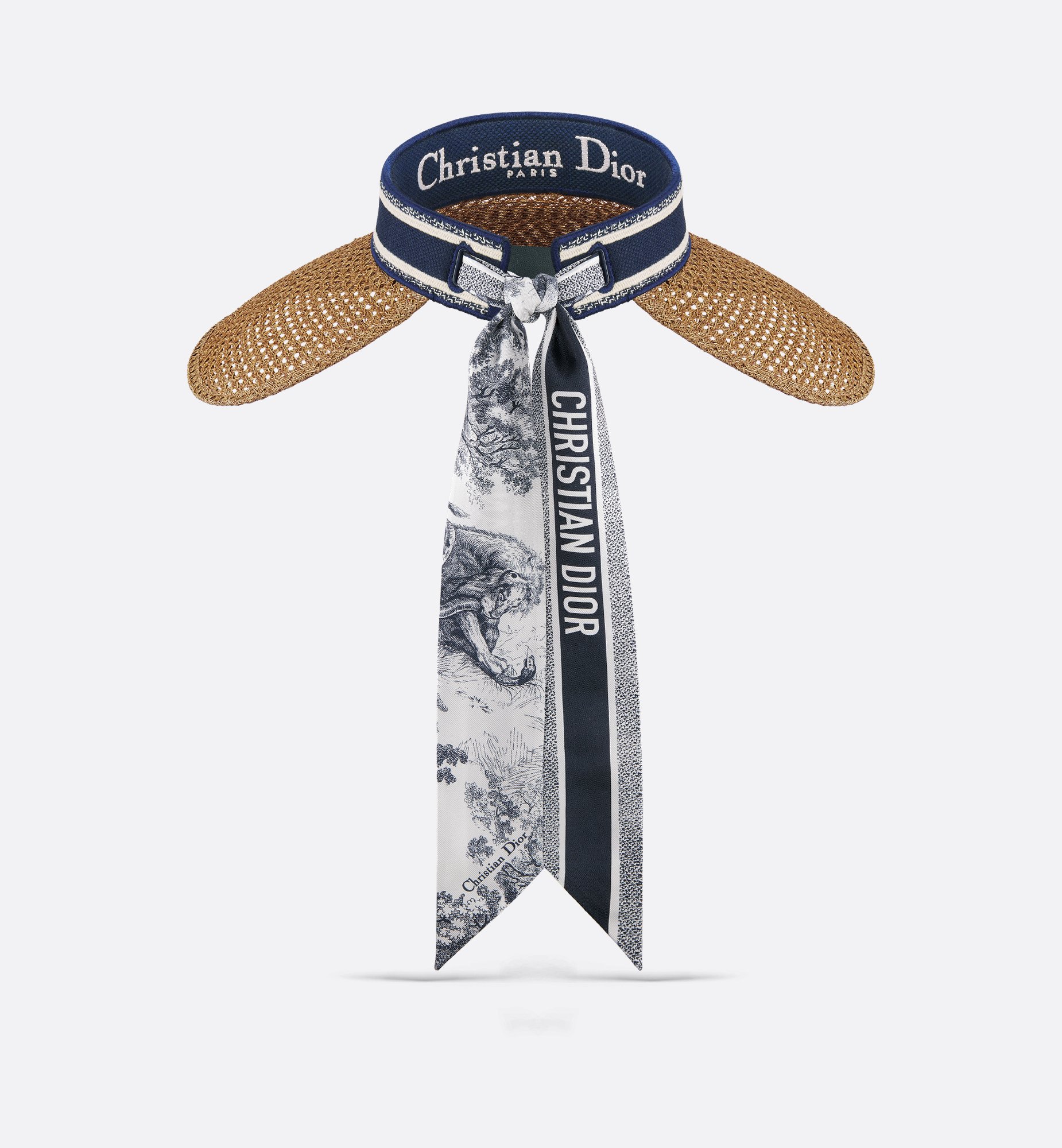 Dioriviera D-Ocean Visor with Mitzah Straw with Navy Blue Dioriviera D-Ocean Visor with Mitzah Straw with Navy Blue