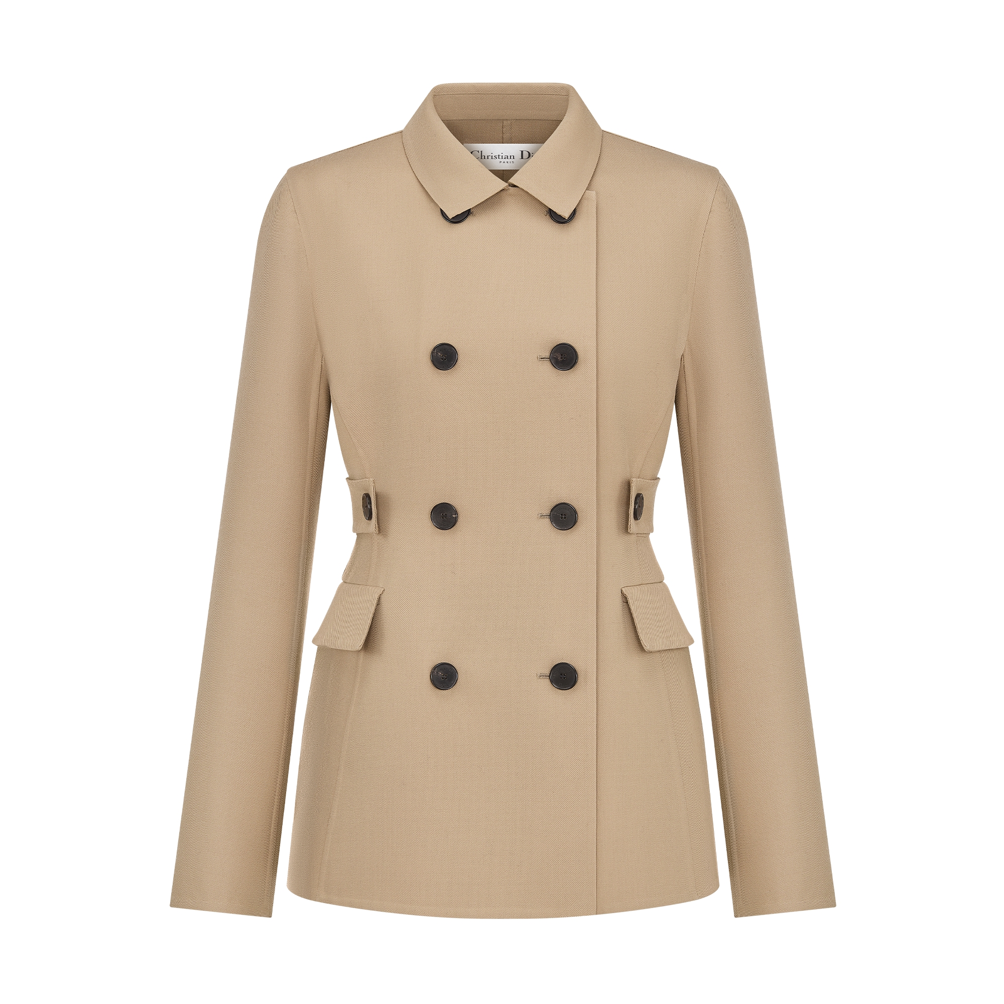 Fitted Jacket Beige Virgin Wool and Silk Gabardine | DIOR