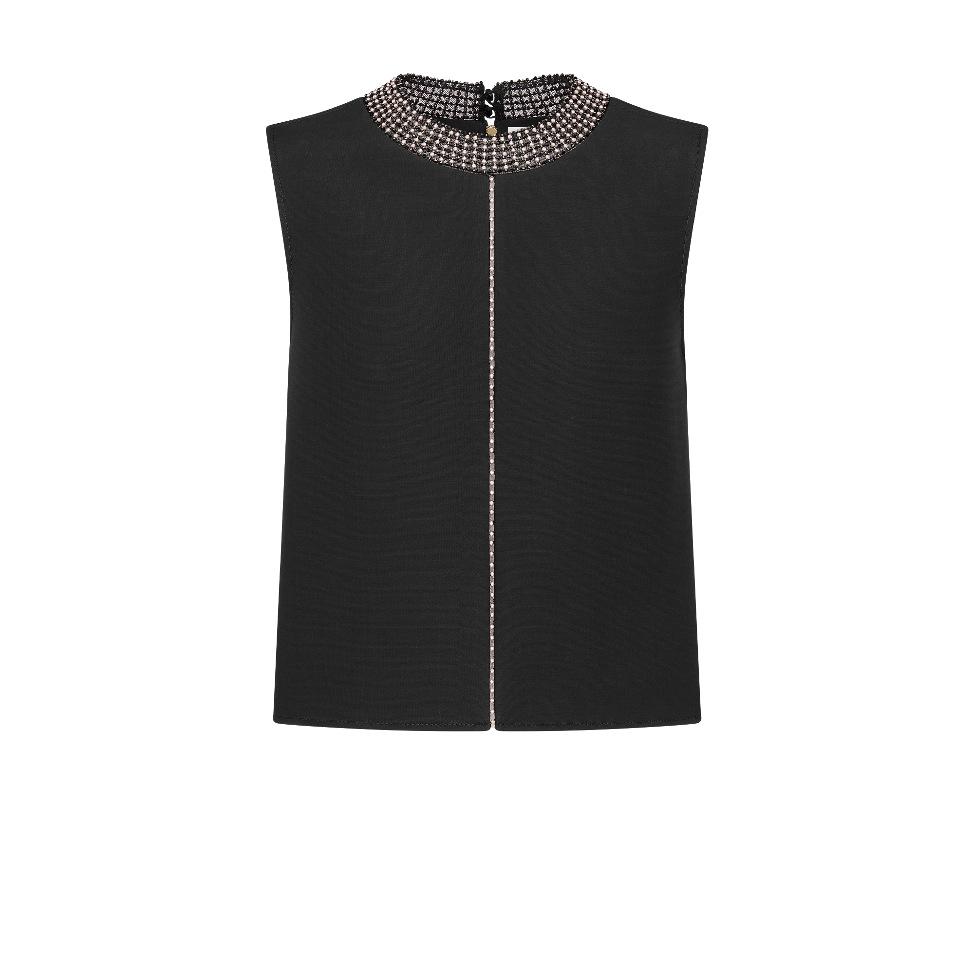 Embroidered Top Black Wool and Silk | DIOR