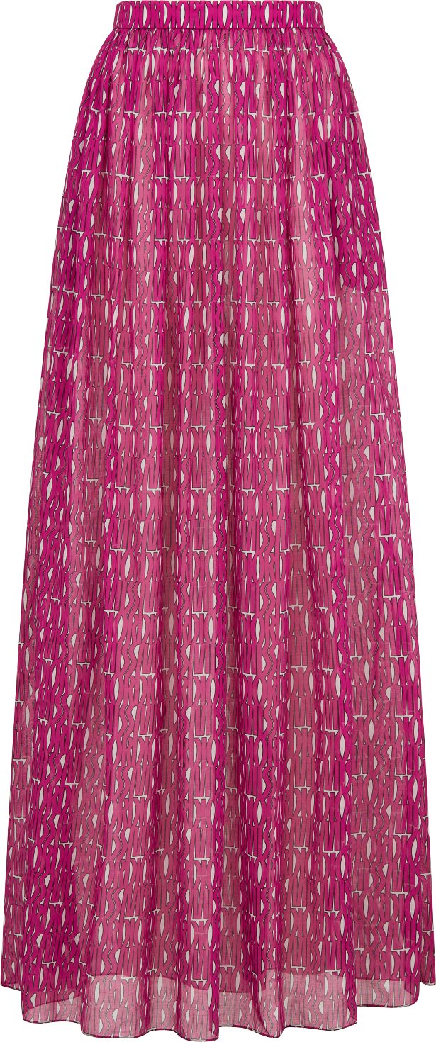 Gonna lunga plissettata Mussola di cotone bianca con motivo Miss Dior Allover fucsia DIOR
