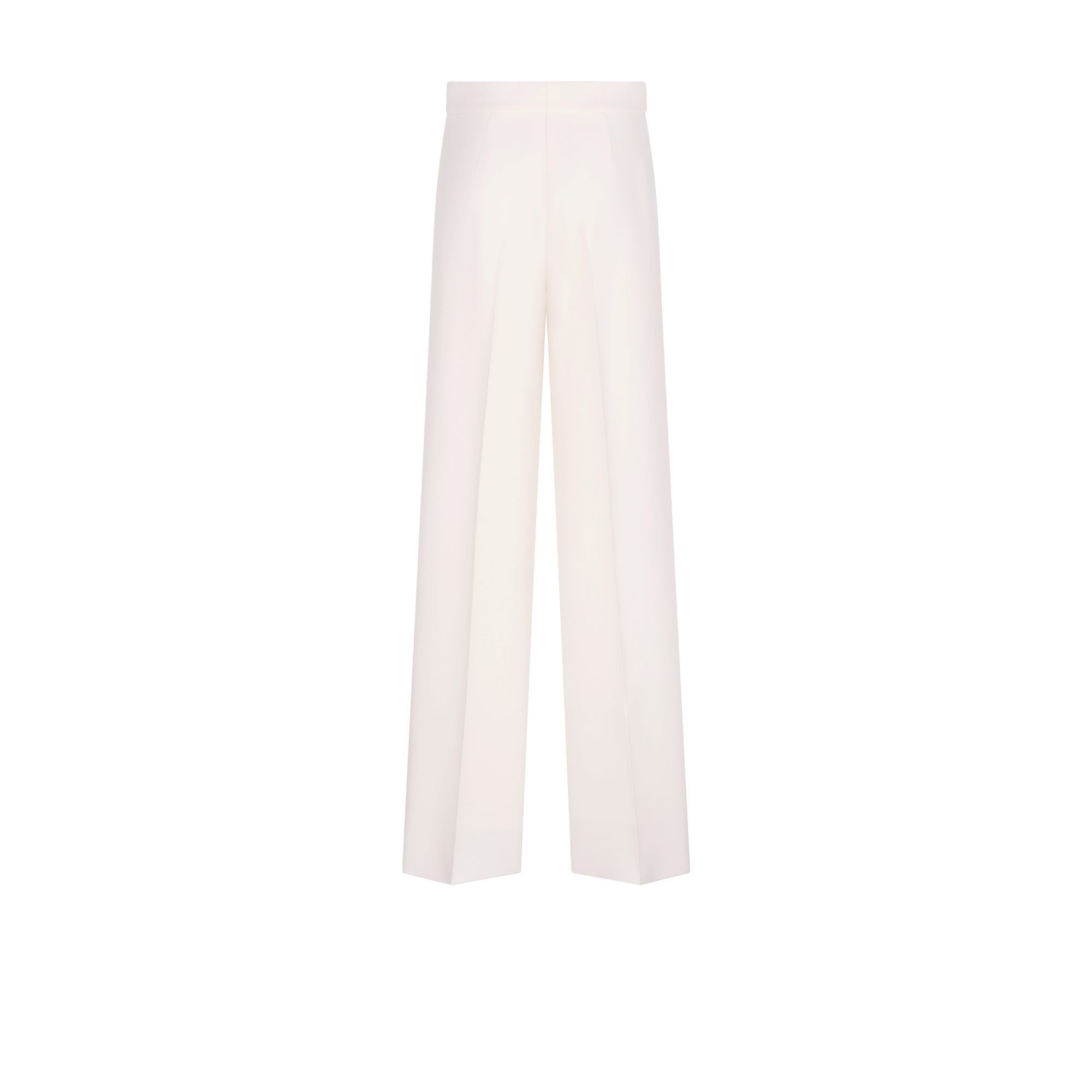 Regular-Fit Pants White Wool and Silk E08