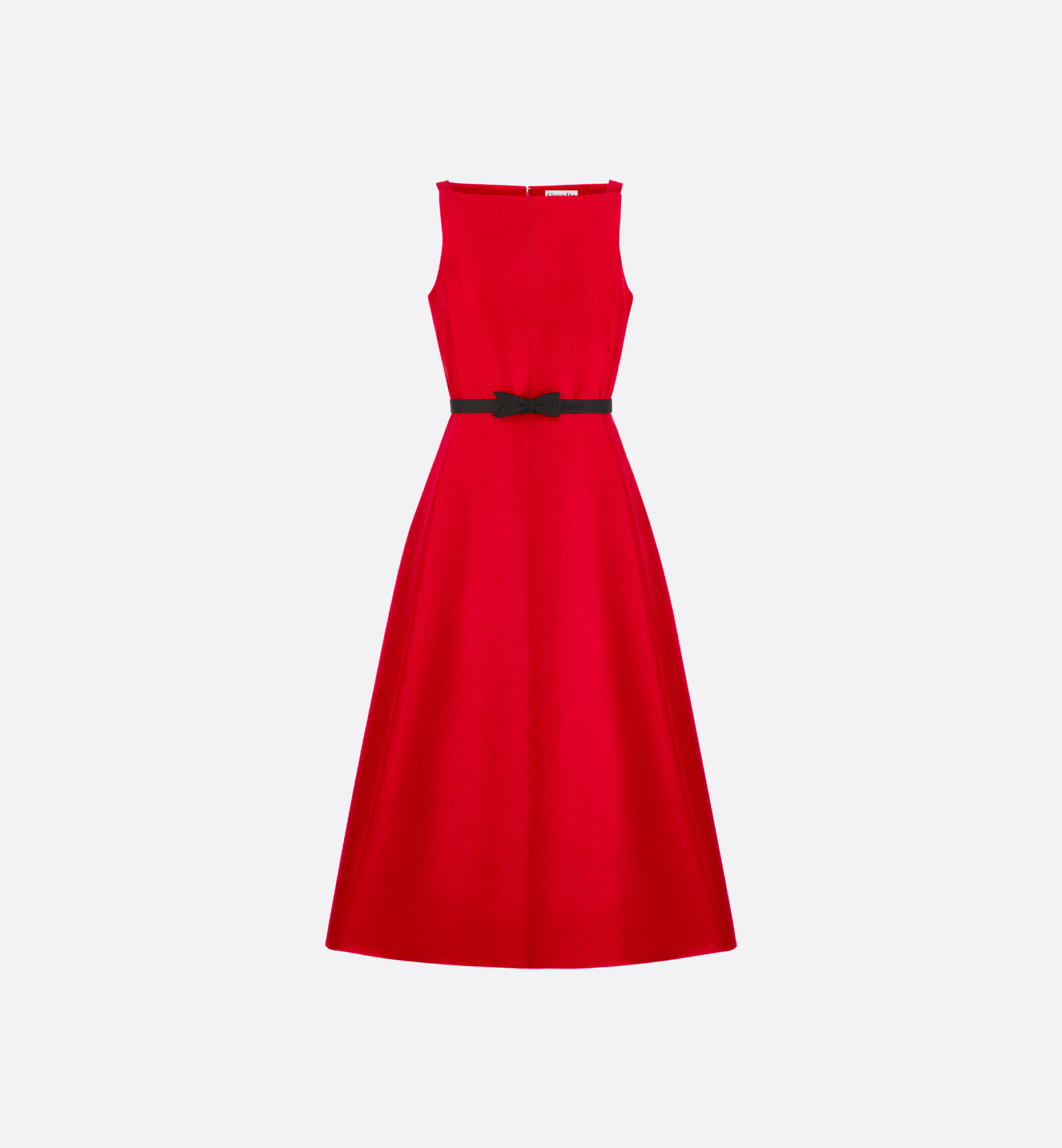 Belted Mid-Length Dress Red Wool and Silk Shantung | DIOR Belted Mid-Length Dress Red Wool and Silk Shantung | DIOR