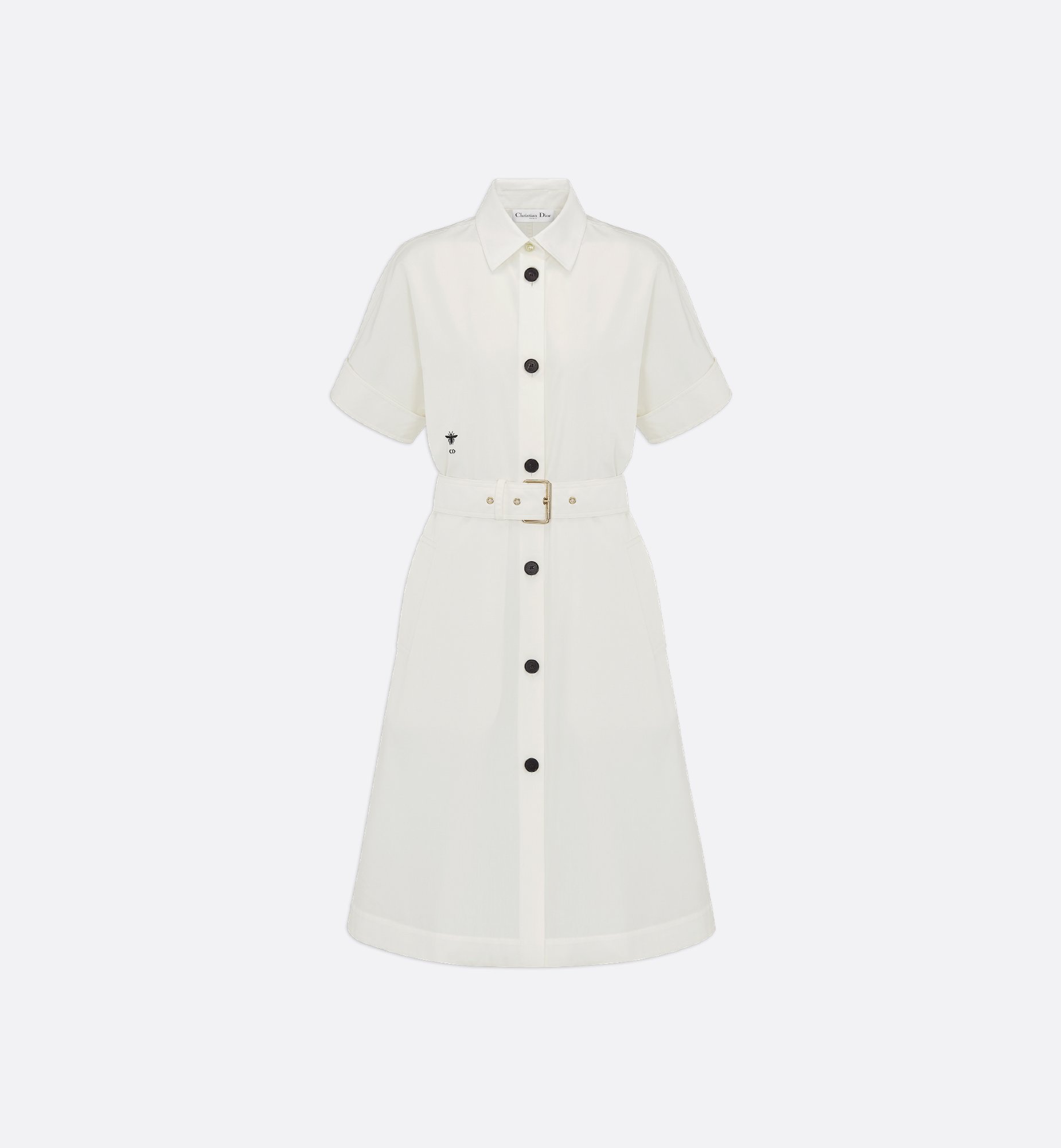 Belted Shirtdress Ecru Cotton and Silk Poplin | DIOR Belted Shirtdress Ecru Cotton and Silk Poplin | DIOR