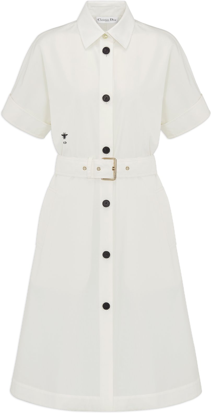 DIOR Belted Dress Ecru Virgin Wool And Cotton Boucle Blend Size 40 Women