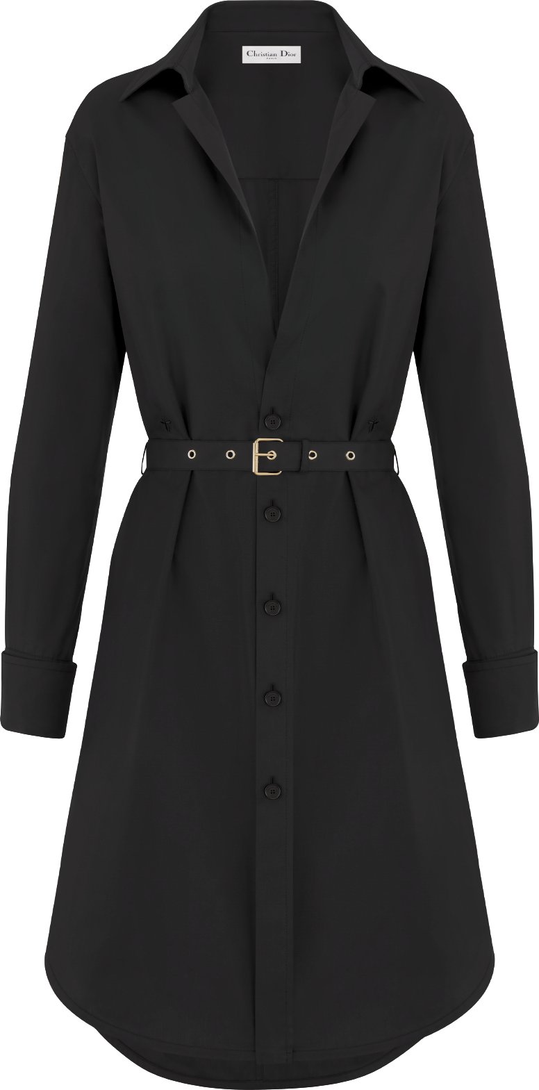 Belted Shirtdress Black Cotton and Silk Poplin DIOR