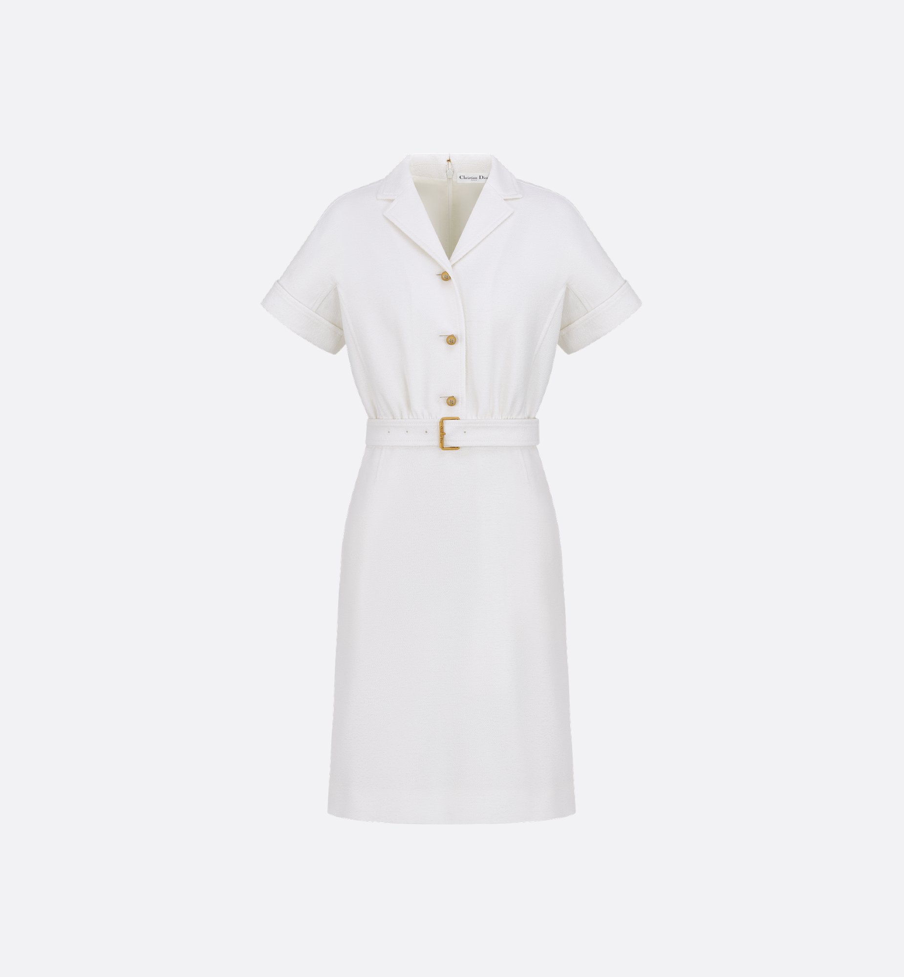 Belted Macrocannage Shirtdress White Cotton Gabardine | DIOR Belted Macrocannage Shirtdress White Cotton Gabardine | DIOR