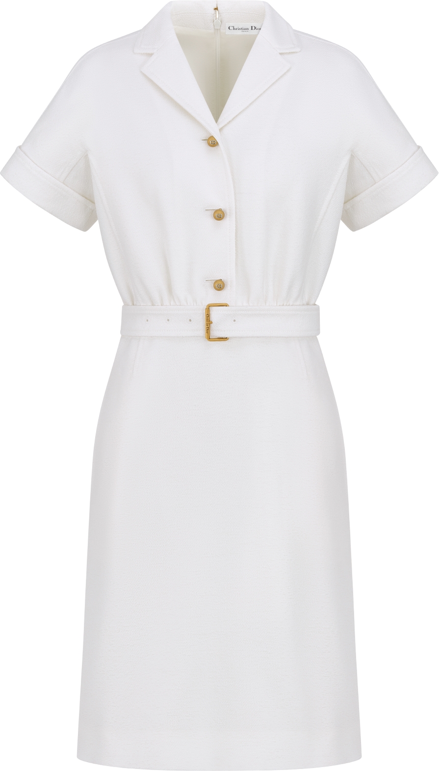 Belted Dress Ecru Virgin Wool and Cotton Bouclé Blend | DIOR