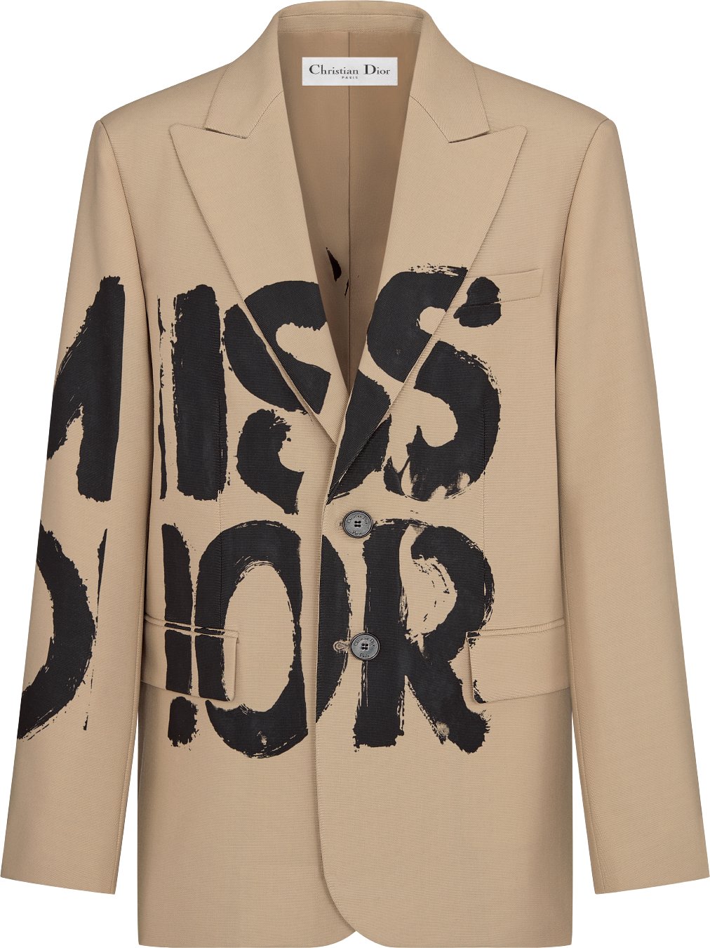 Blazer Beige Virgin Wool and Mohair with Black Miss Dior Graffiti Motif DIOR