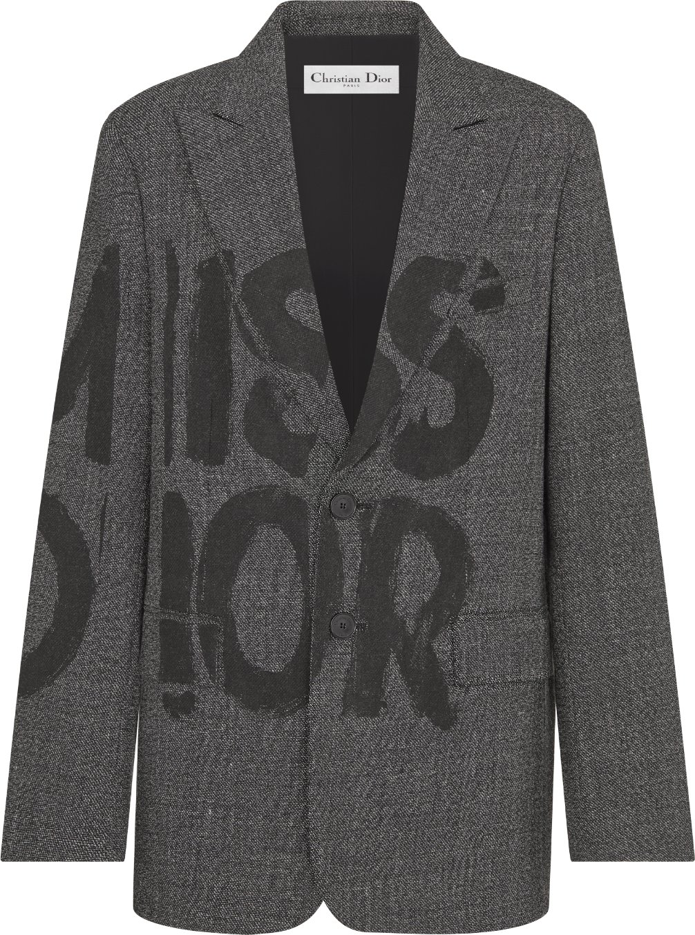 Blazer Gray End on End Virgin Wool with Black Miss Dior Graffiti Motif DIOR