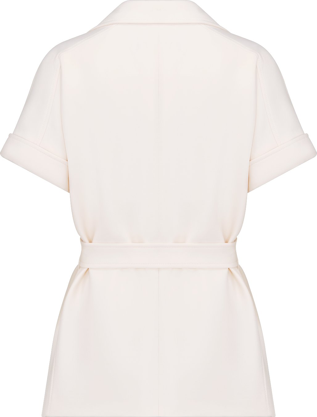 DIOR Short Sleeved Belted Jacket White Wool And Silk Size 36 Women