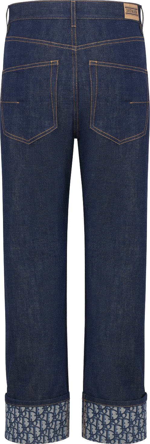 Jean boyfriend Denim de coton bleu brut a interieur Dior Oblique DIOR