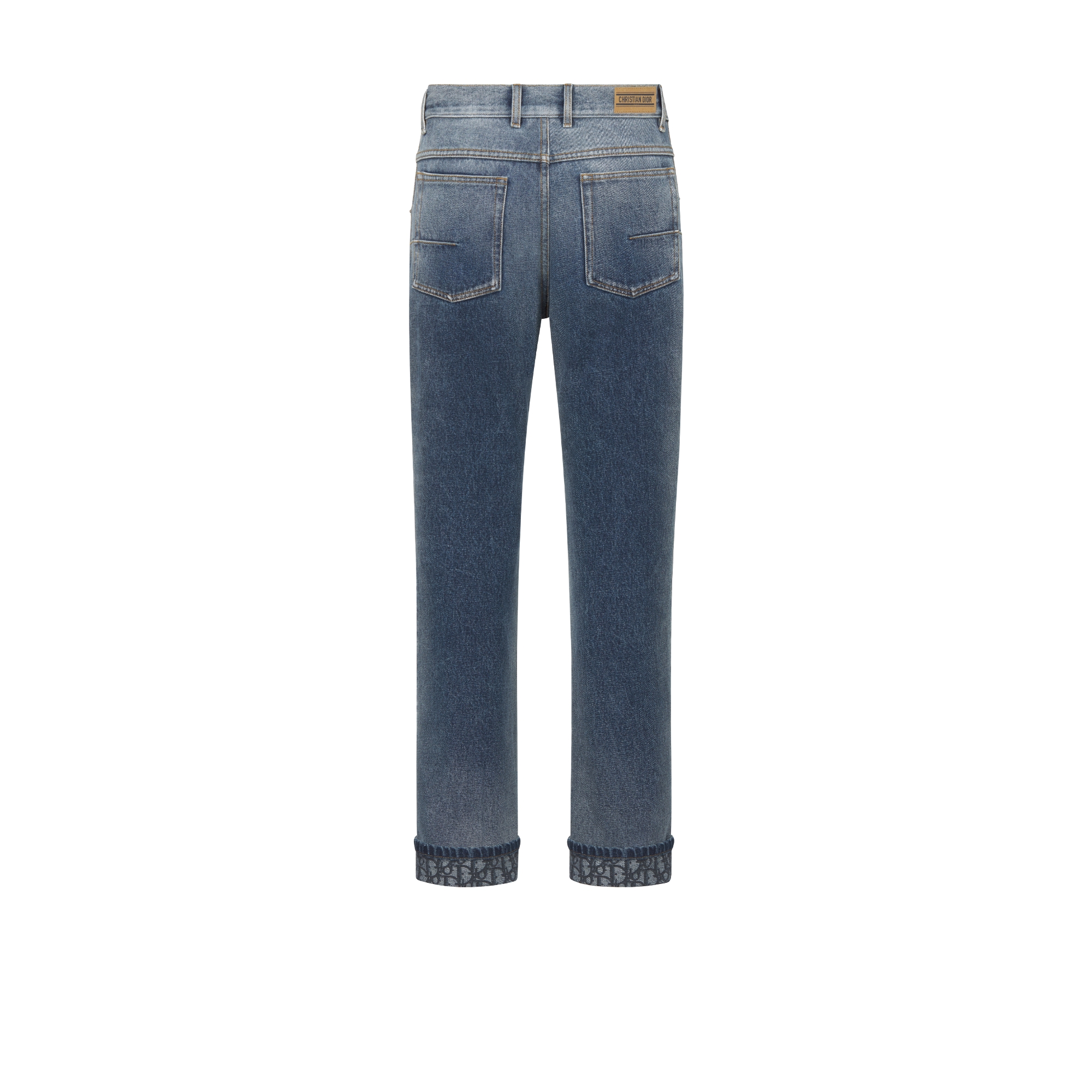 Regular-Fit Jeans Blue Stonewashed Cotton Denim with Dior Oblique Interior E08