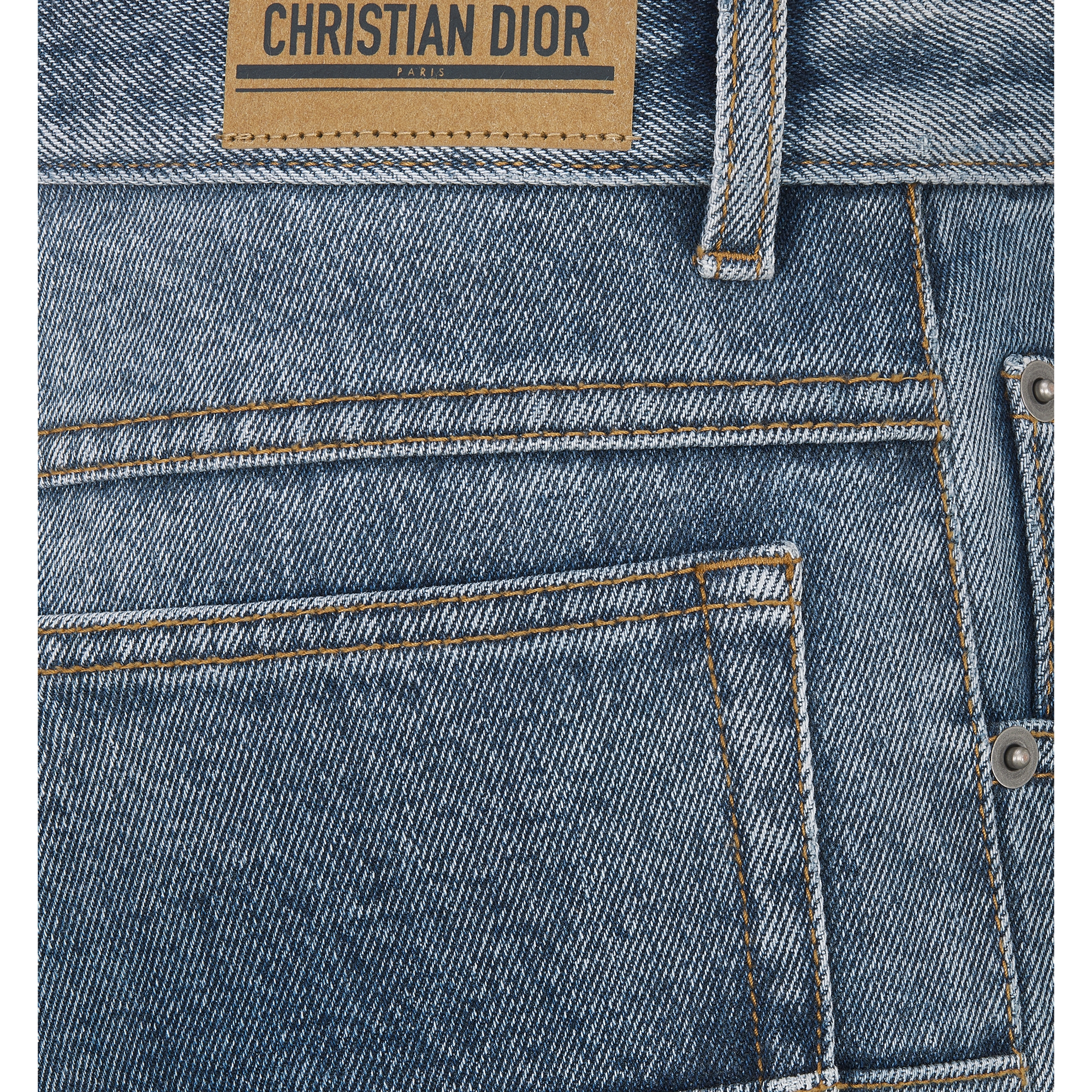 Regular-Fit Jeans Blue Stonewashed Cotton Denim with Dior Oblique Interior E09
