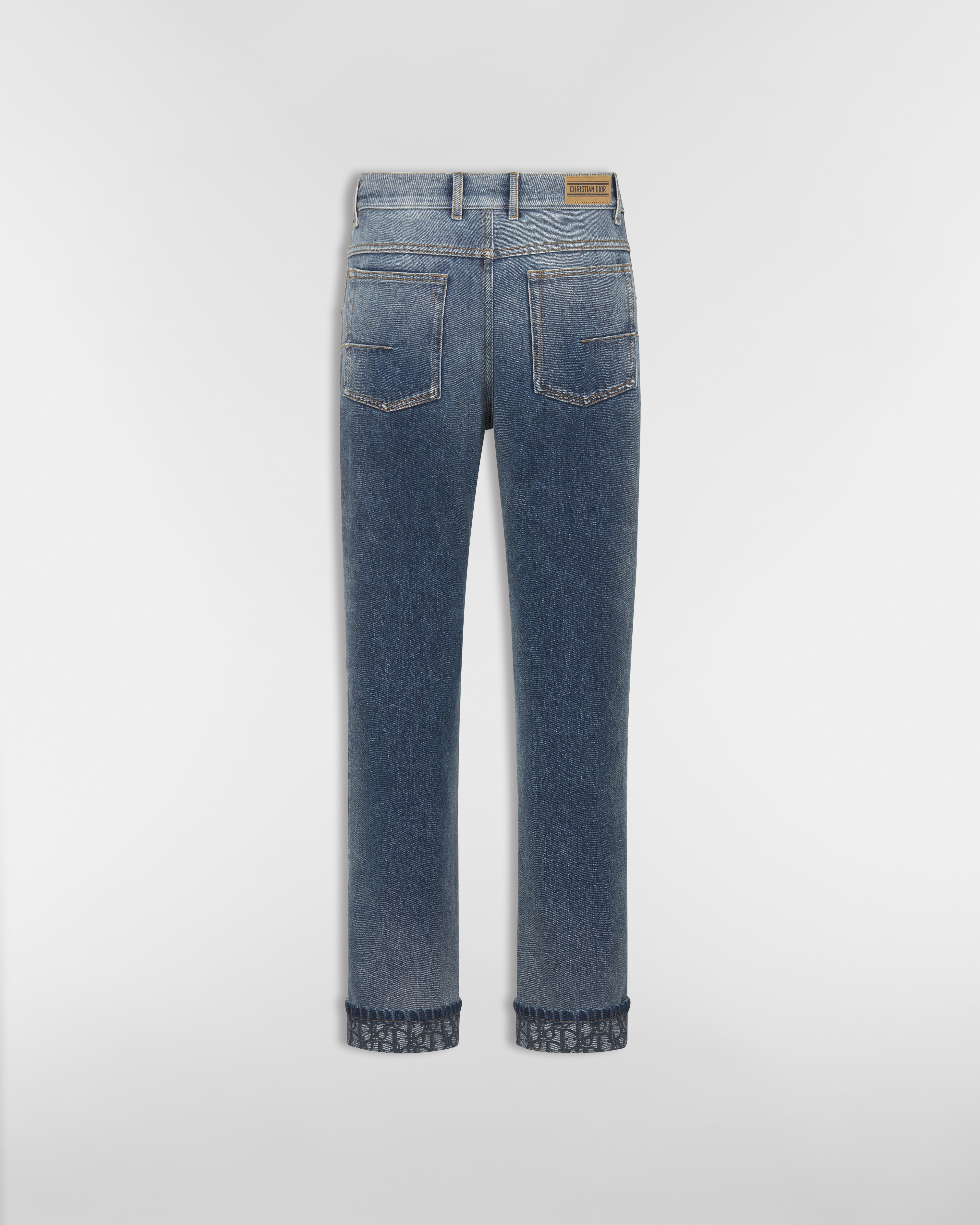Jeans mit regulärer Passform Stonewashed Baumwolldenim in Blau und Dior Oblique Innenseite E08