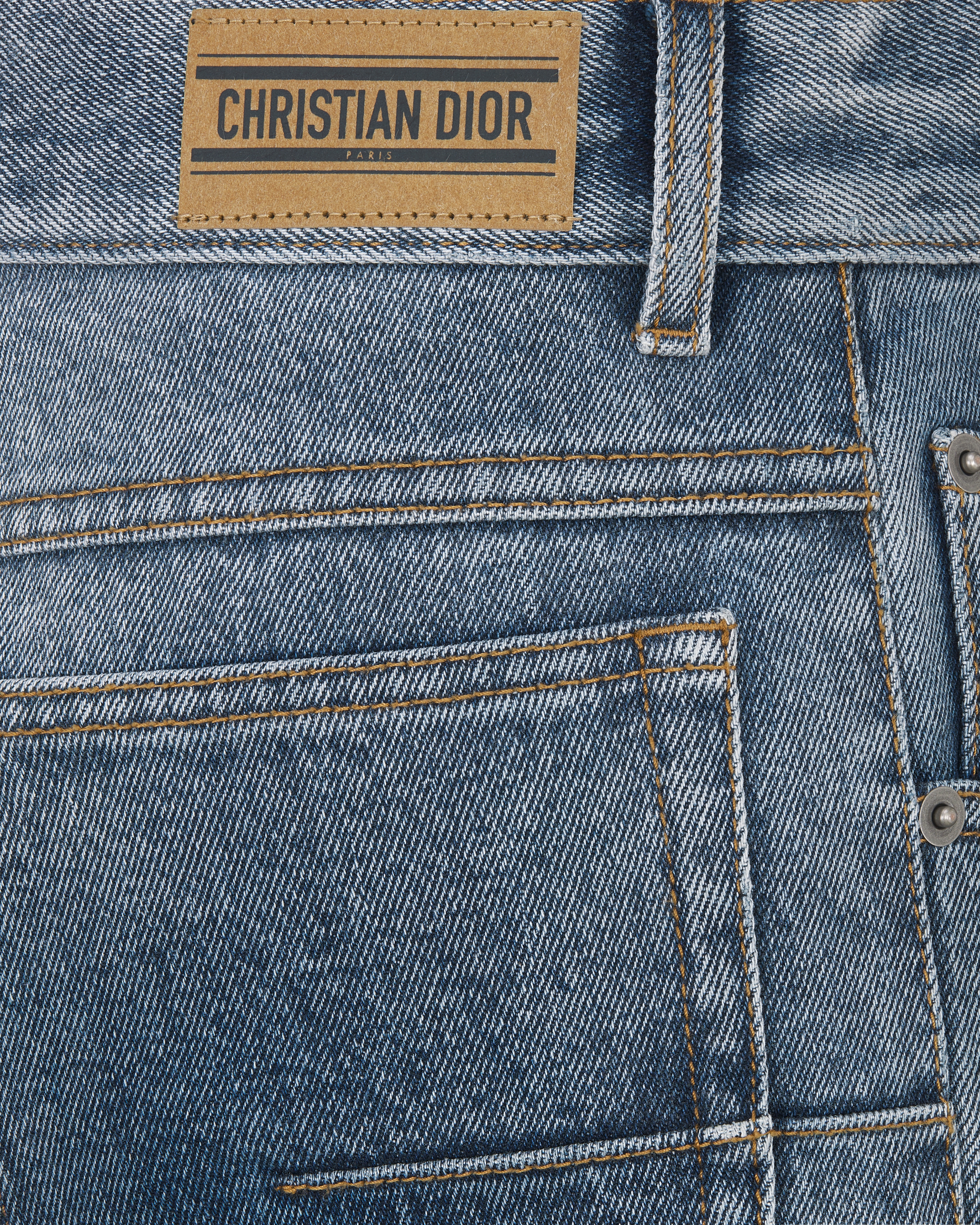 Regular-Fit Jeans Blue Stonewashed Cotton Denim with Dior Oblique Interior E09