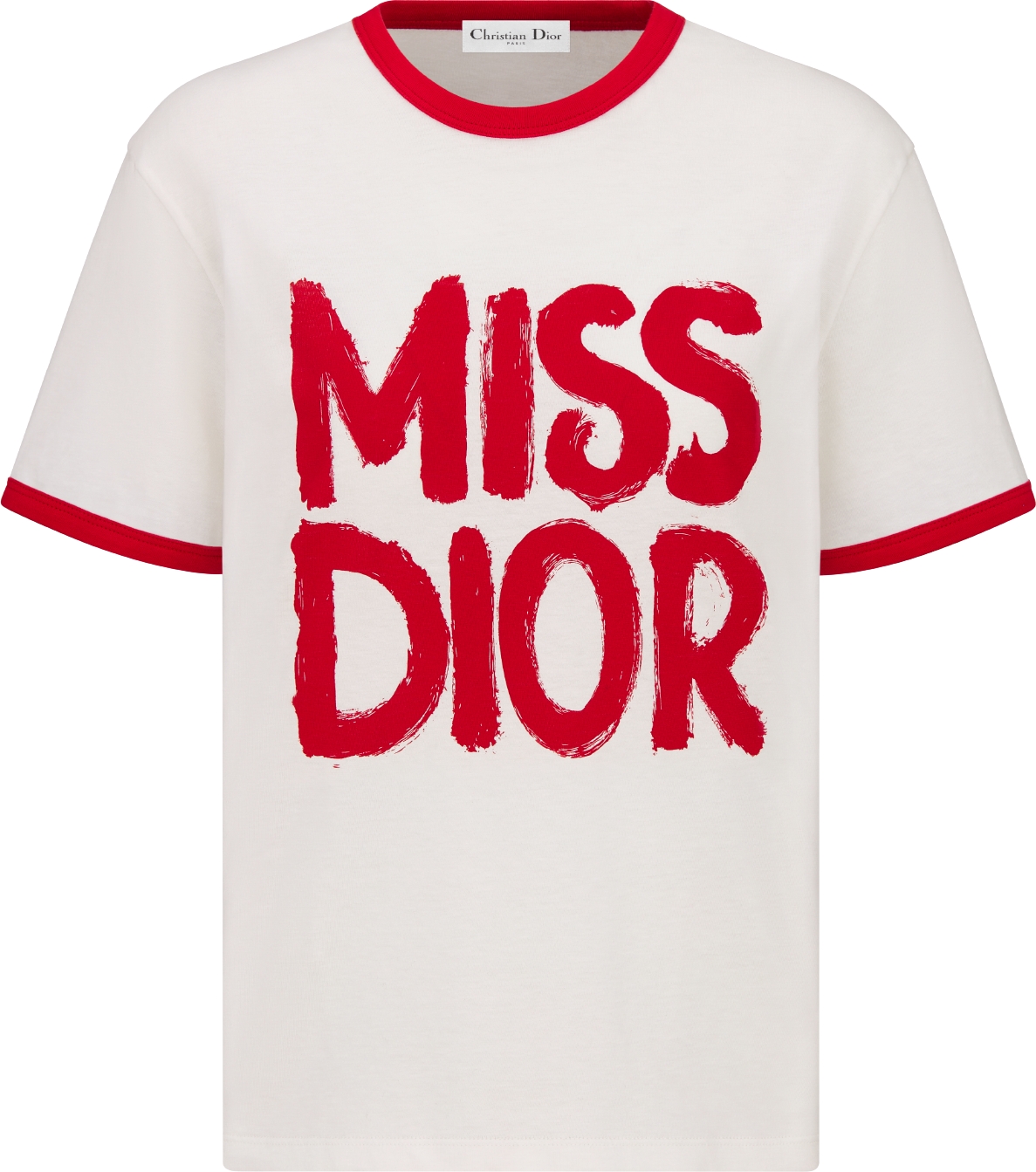 T-Shirt White Cotton and Linen Jersey with Black Miss Dior Graffiti Motif |  DIOR