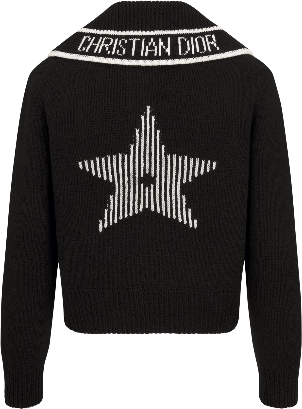 DiorAlps Sweater White Wool and Cashmere Knit with Navy Blue Dior Star Motif DIOR