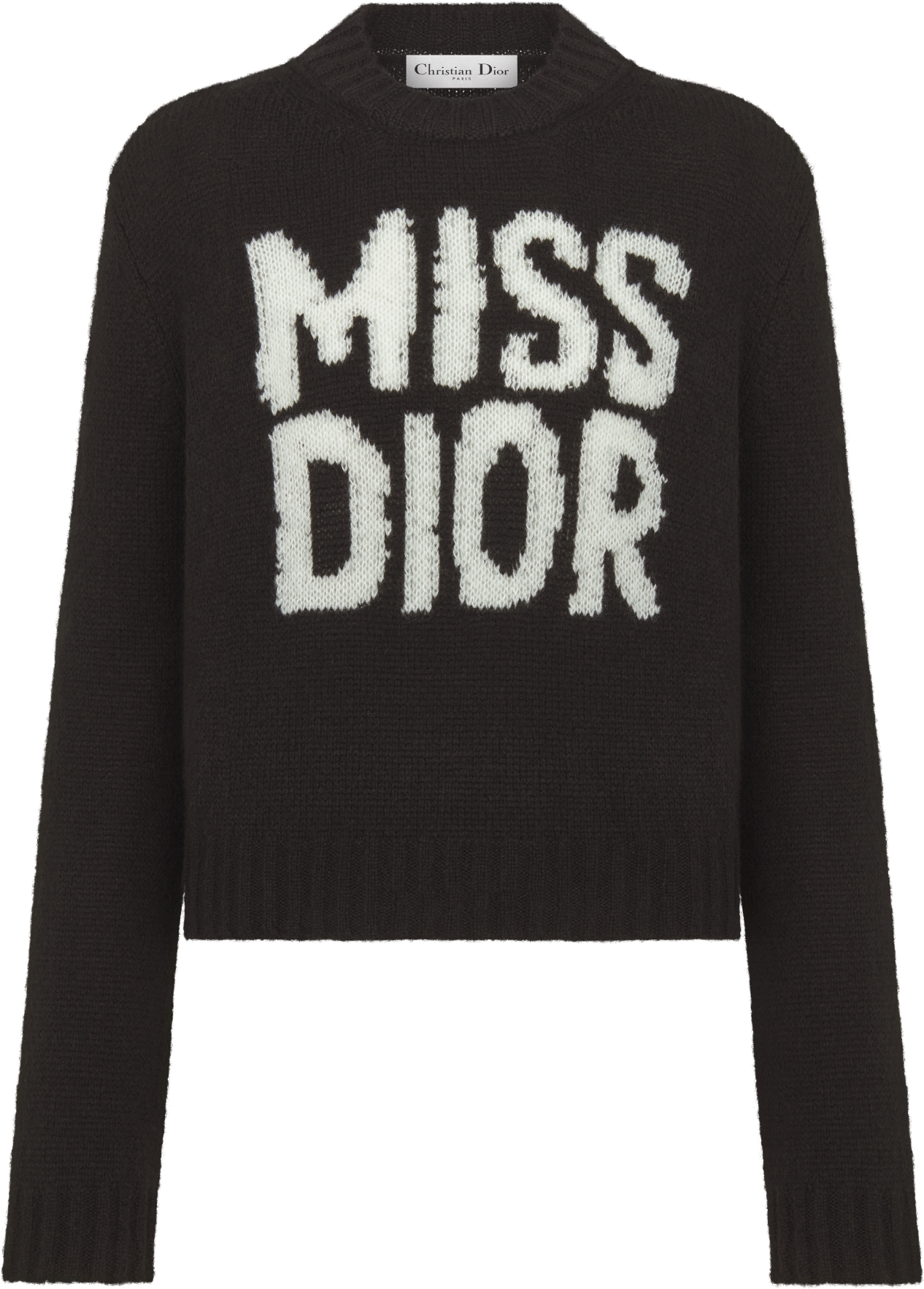 Pull Maille de cachemire et soie ecrus a motif Miss Dior Graffiti bleu DIOR