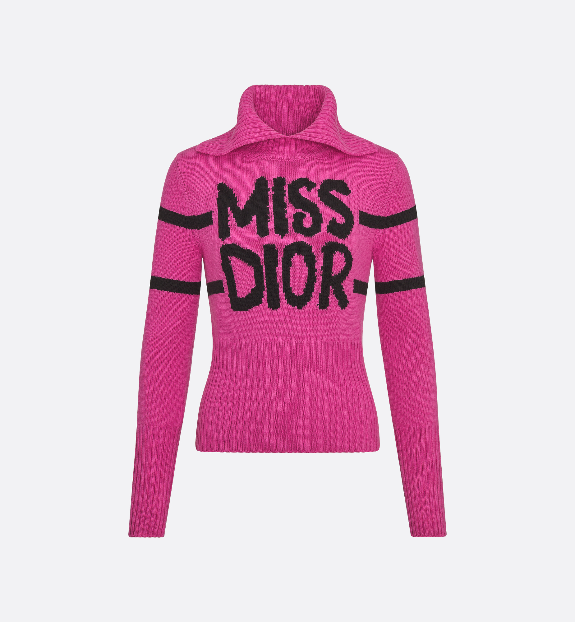 DiorAlps Mock Neck Sweater Bright Pink Virgin Wool and DiorAlps Mock Neck Sweater Bright Pink Virgin Wool and