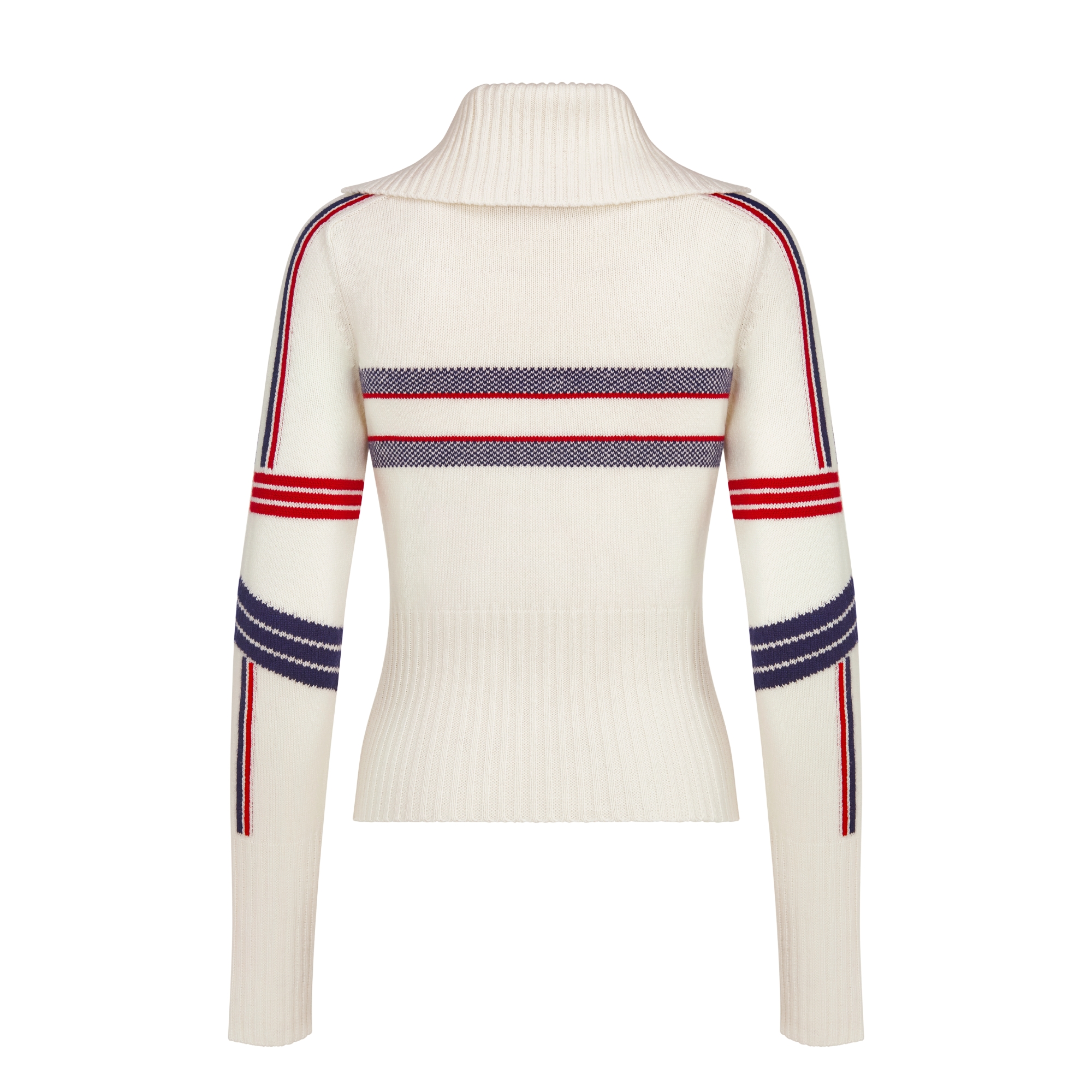 DiorAlps Mock-Neck Sweater White Wool and Cashmere Knit with Three-Tone Eiffel Tower Motif E08