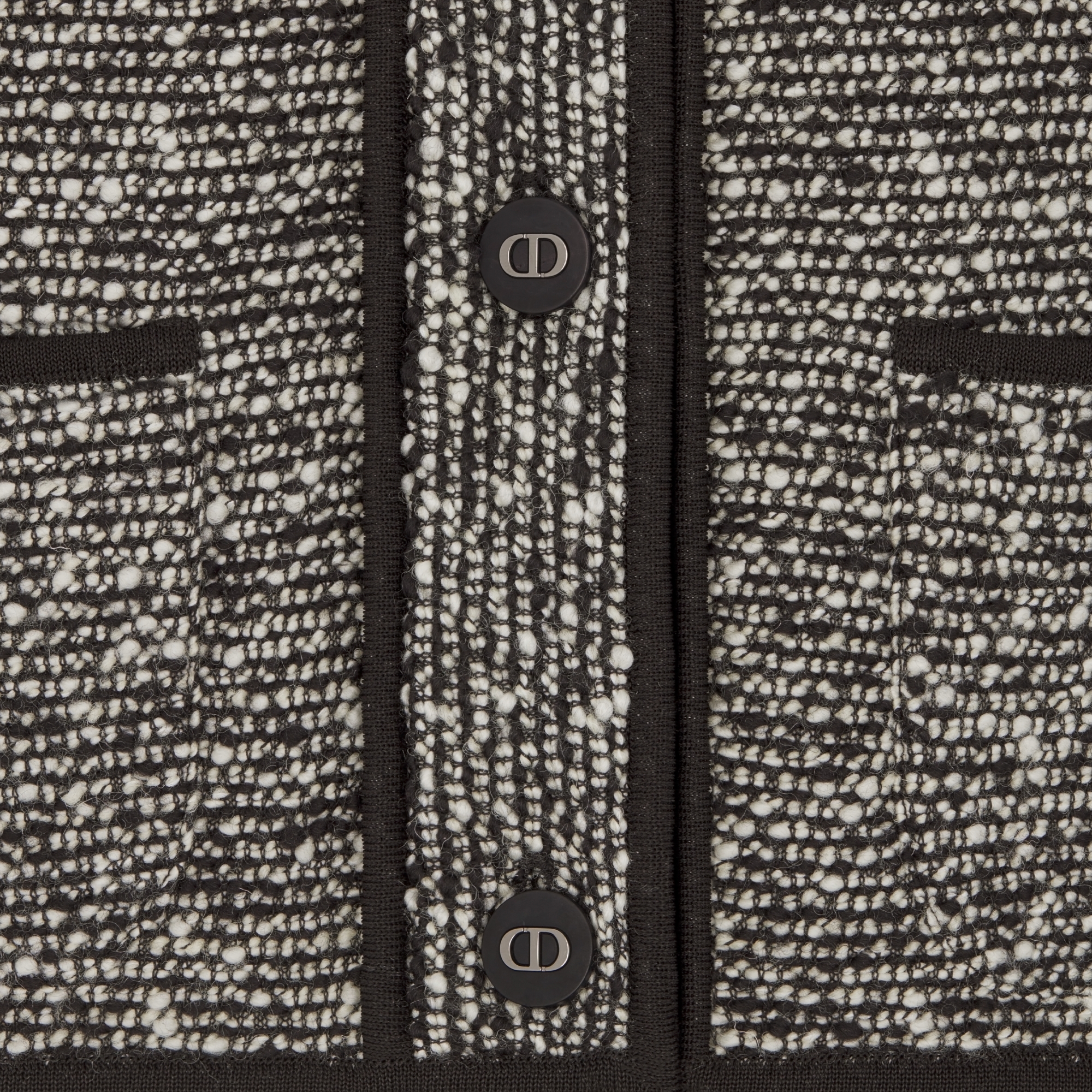 Jacket Black Wool-Blend Heathered Textured Knit E09