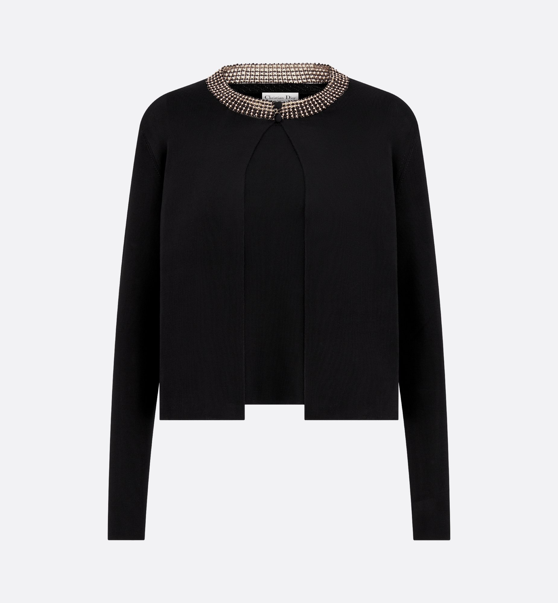 Embroidered Twinset Black Silk Ribbed Knit | DIOR Embroidered Twinset Black Silk Ribbed Knit | DIOR