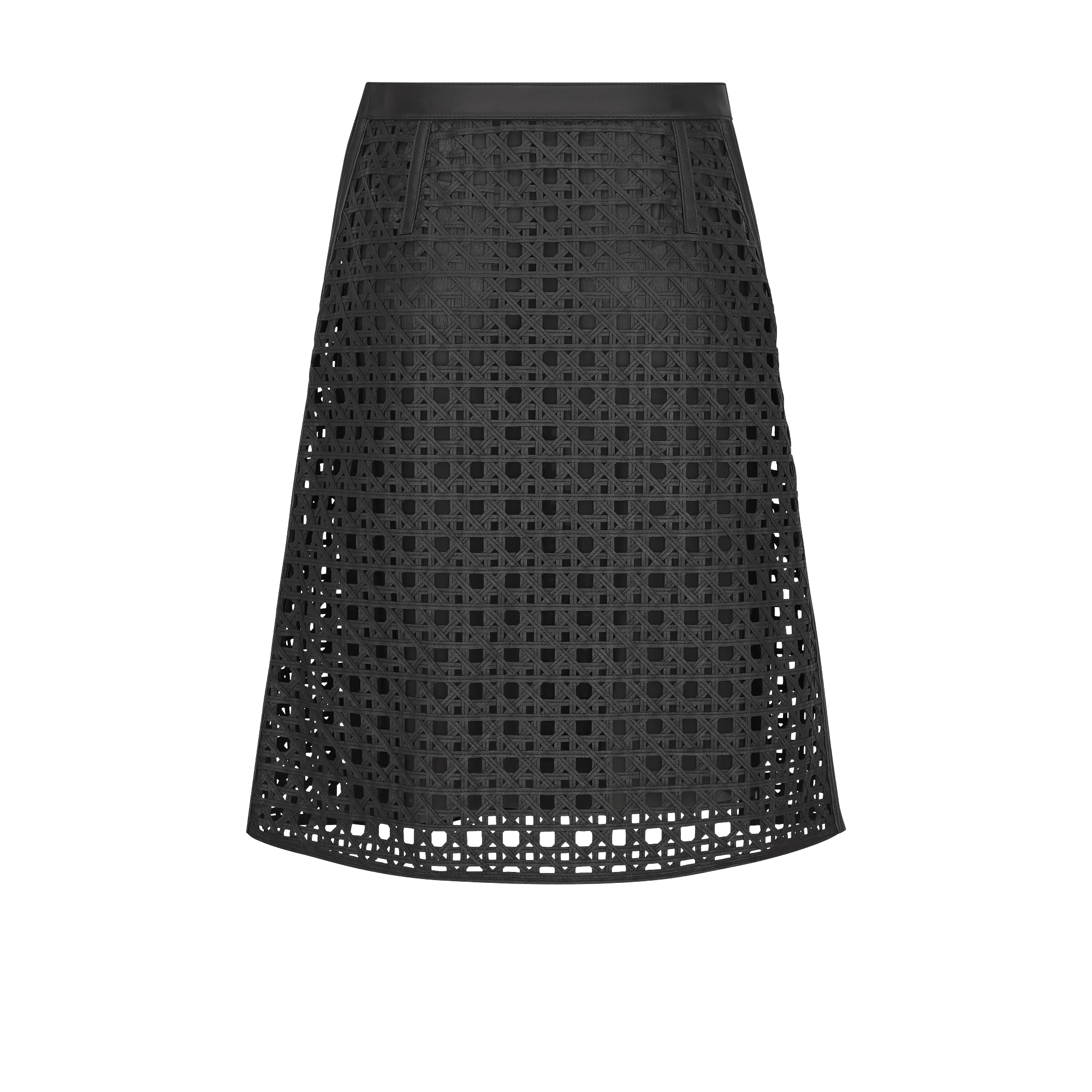 Saia Macrocannage Pele de cordeiro preta vazada E08