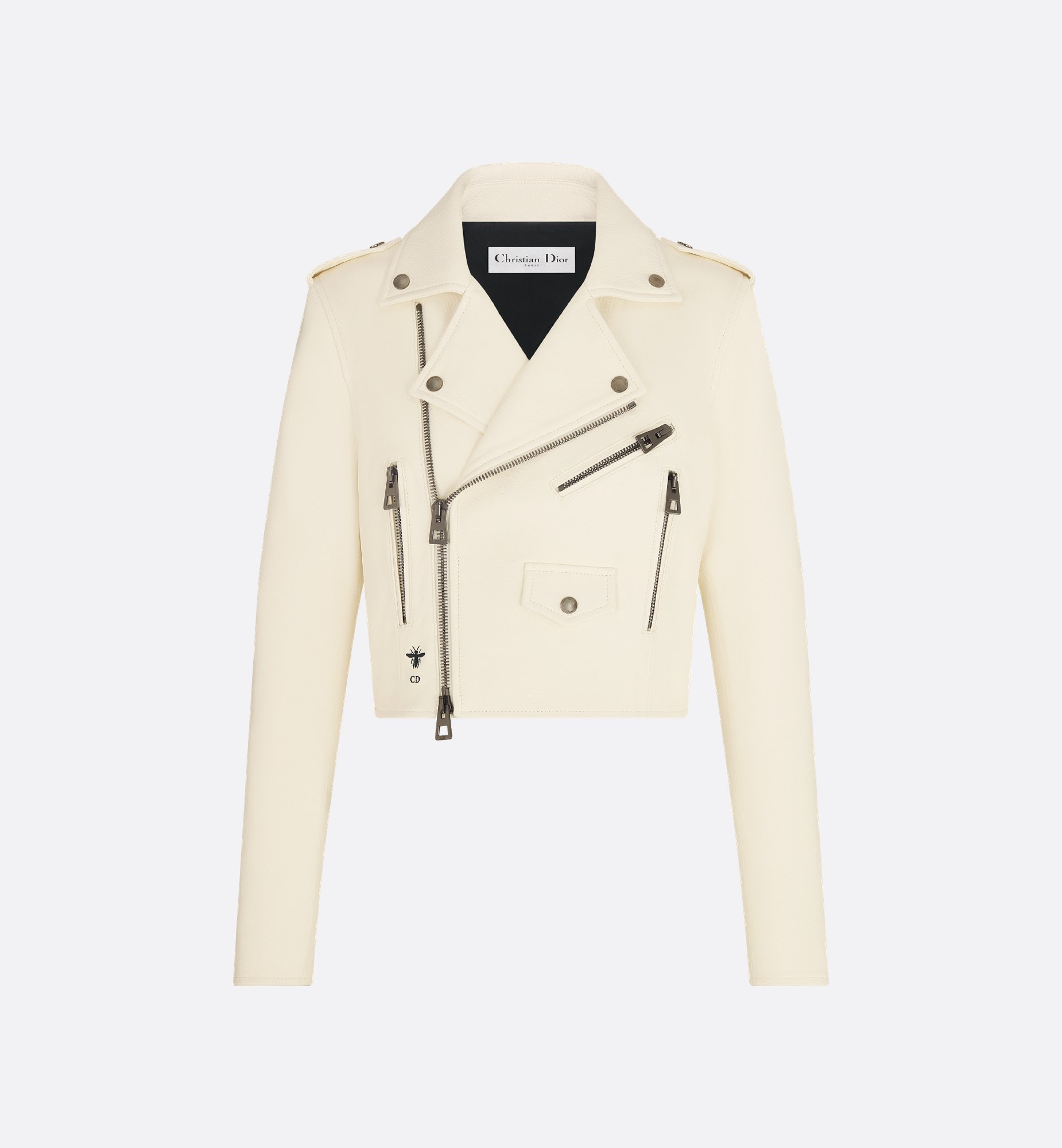 Cropped Perfecto White Goatskin with Black Miss Dior Cropped Perfecto White Goatskin with Black Miss Dior