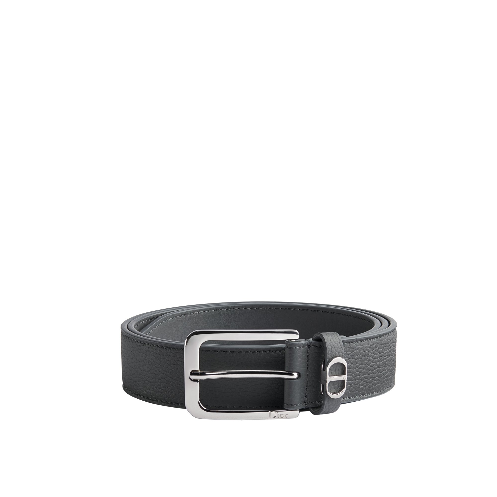 CD Icon Belt Gris Flanelle Grained Calfskin, 33 MM E01