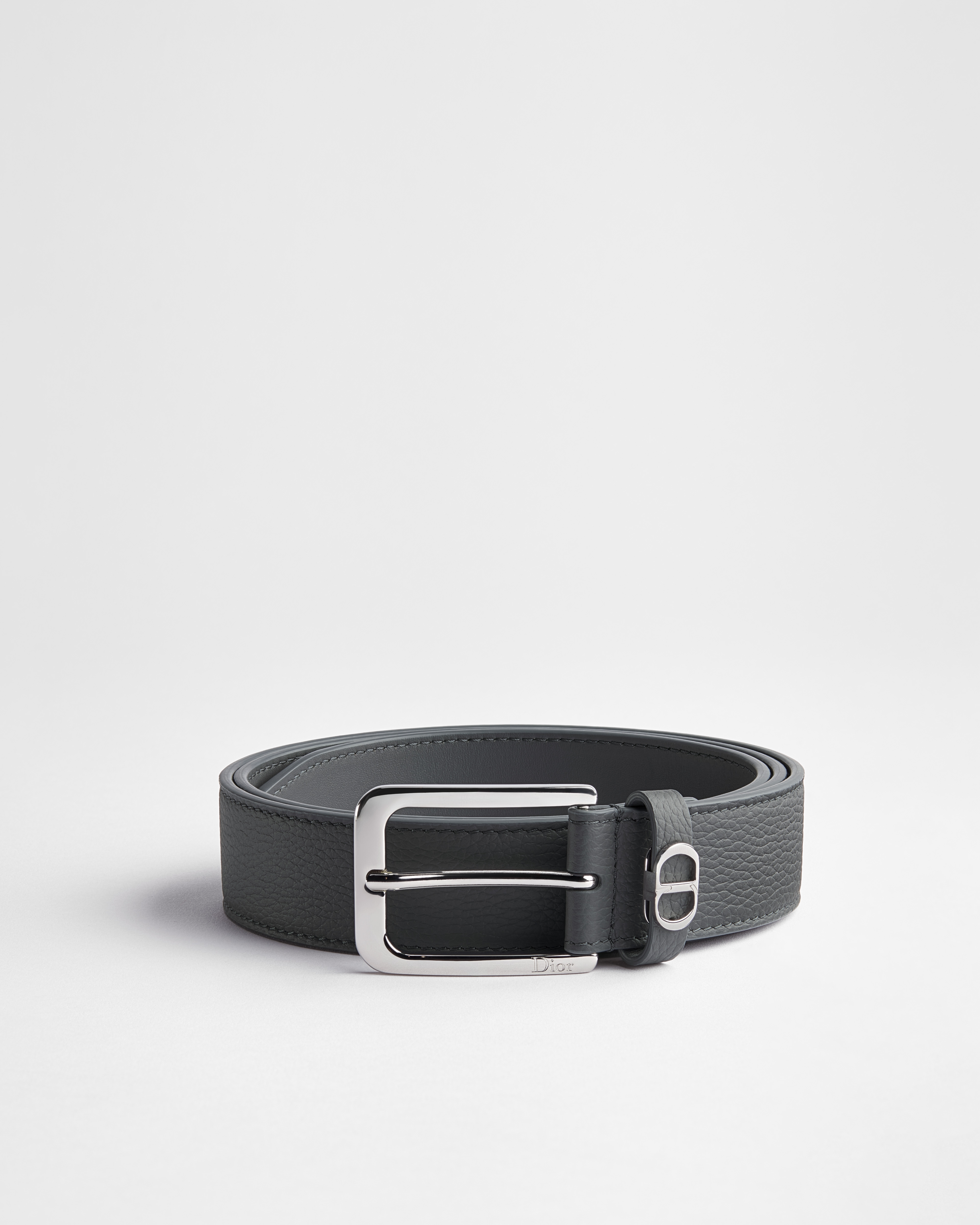 CD Icon Belt Gris Flanelle Grained Calfskin, 33 MM E01