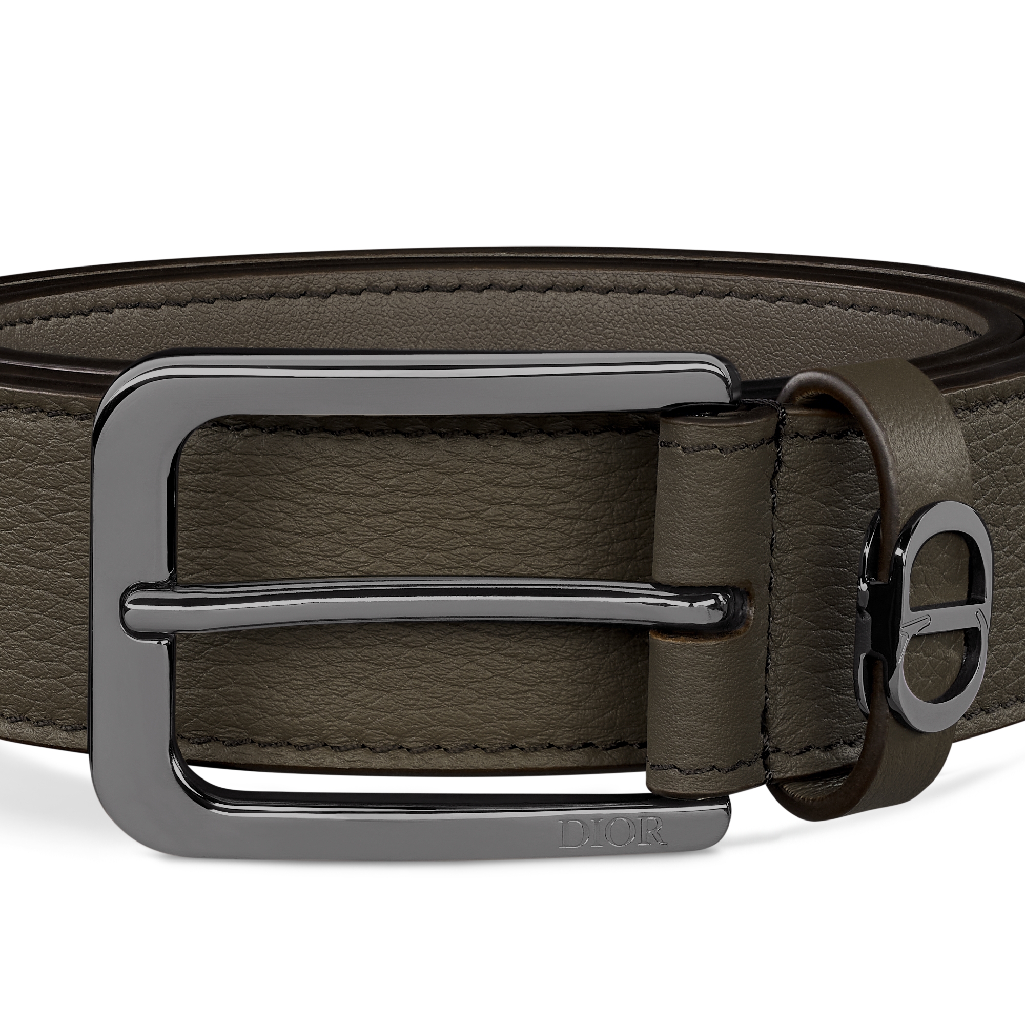 CD Icon Belt Brown Grained Calfskin, 33 MM E09