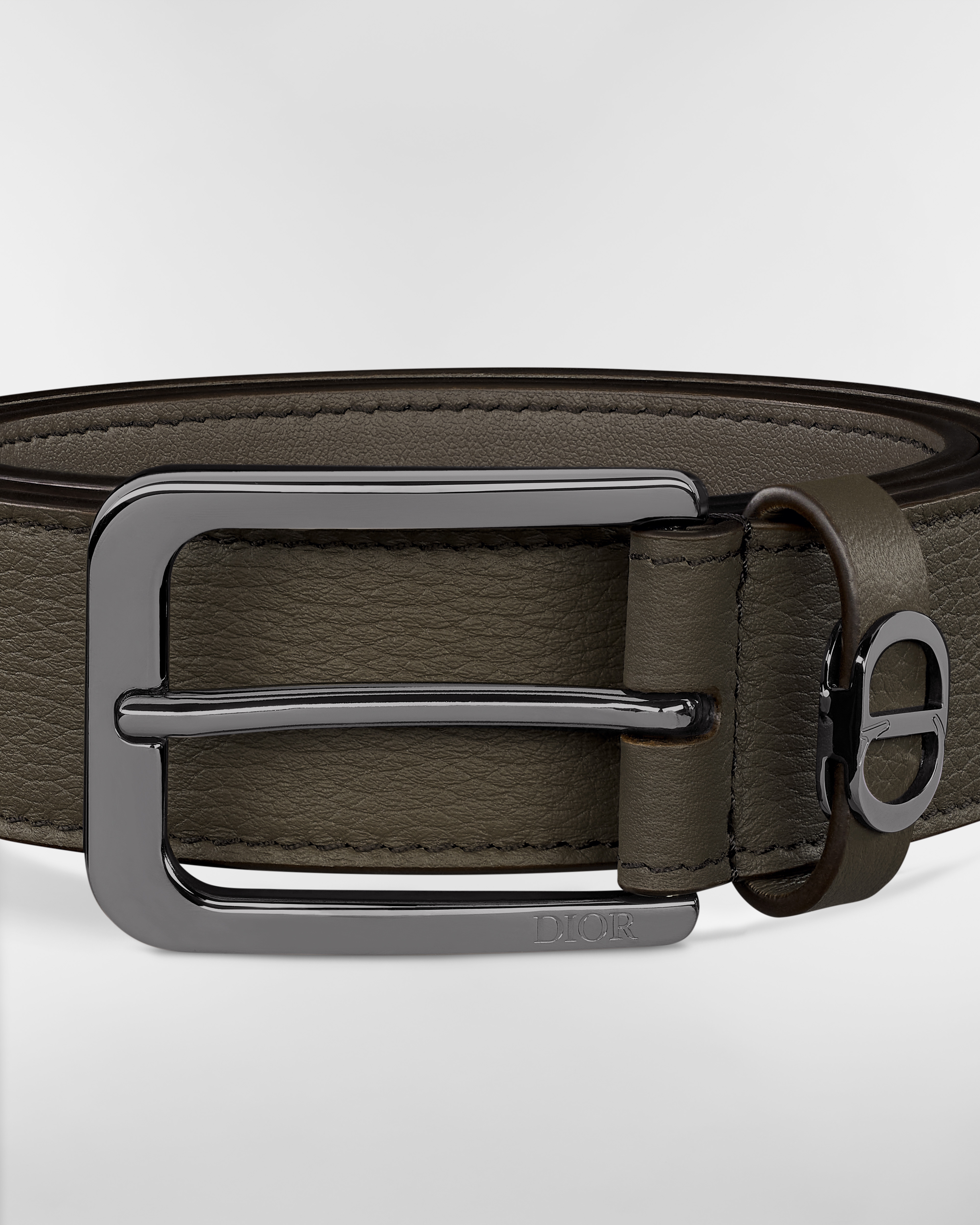 CD Icon Belt Brown Grained Calfskin, 33 MM E09