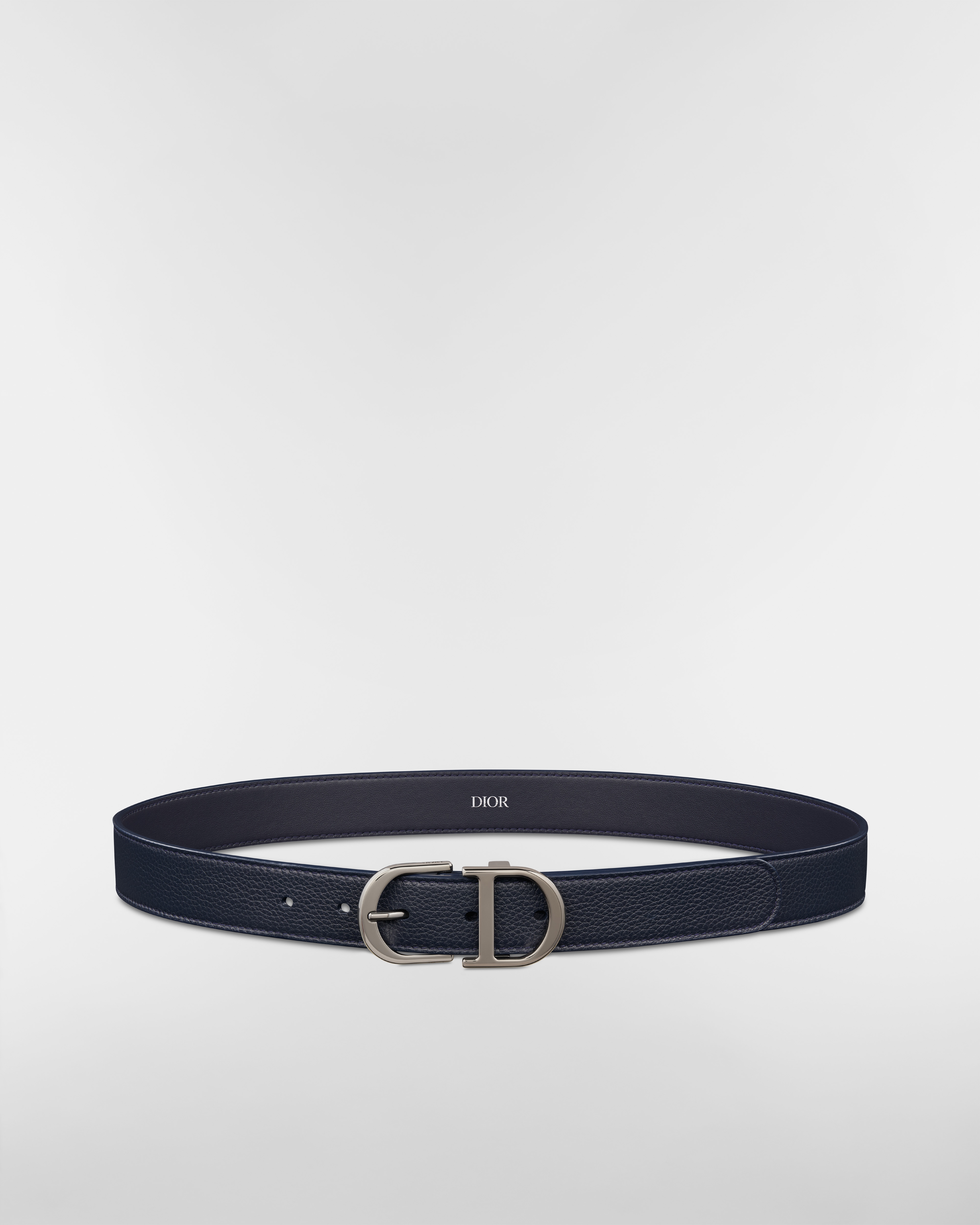 Gürtel Genarbtes Kalbsleder in Marineblau, 33 mm E01