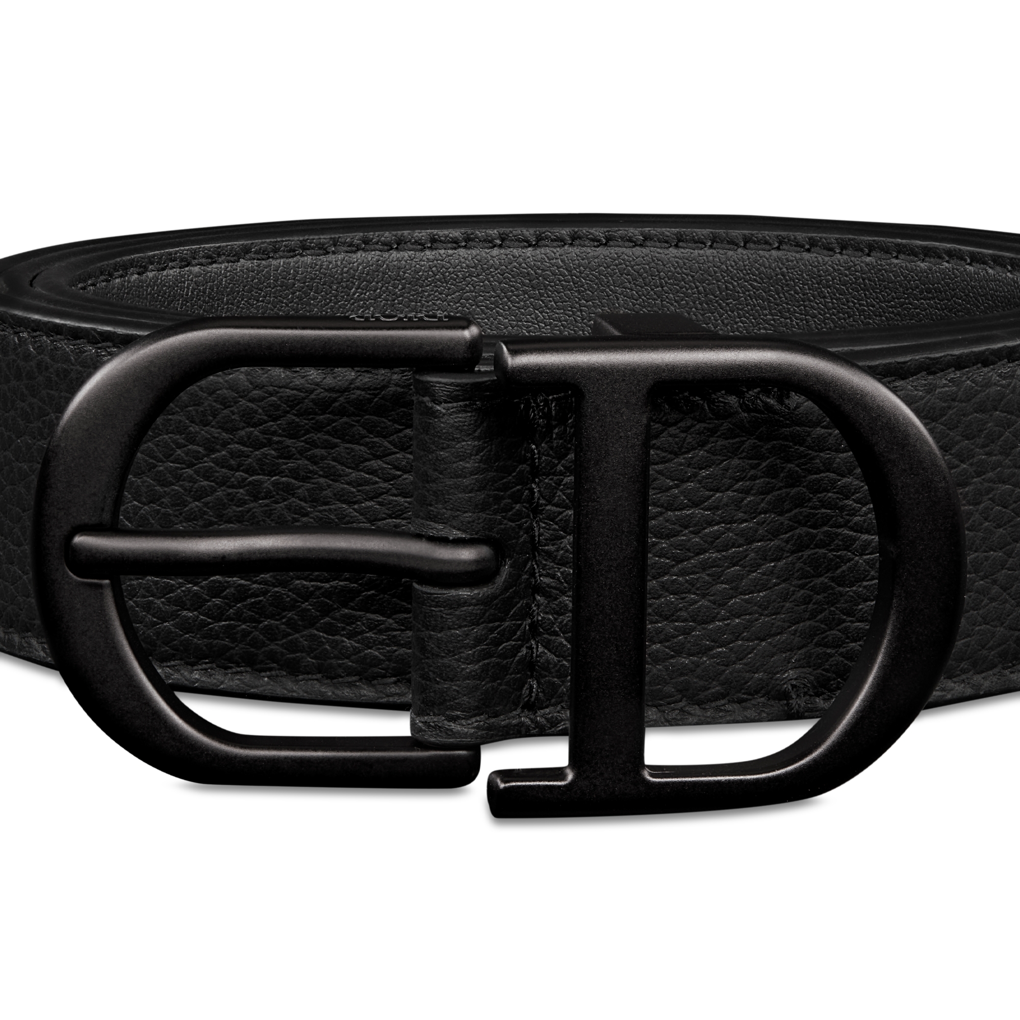 Cintura Pelle di vitello granulata nera, 33 mm E09