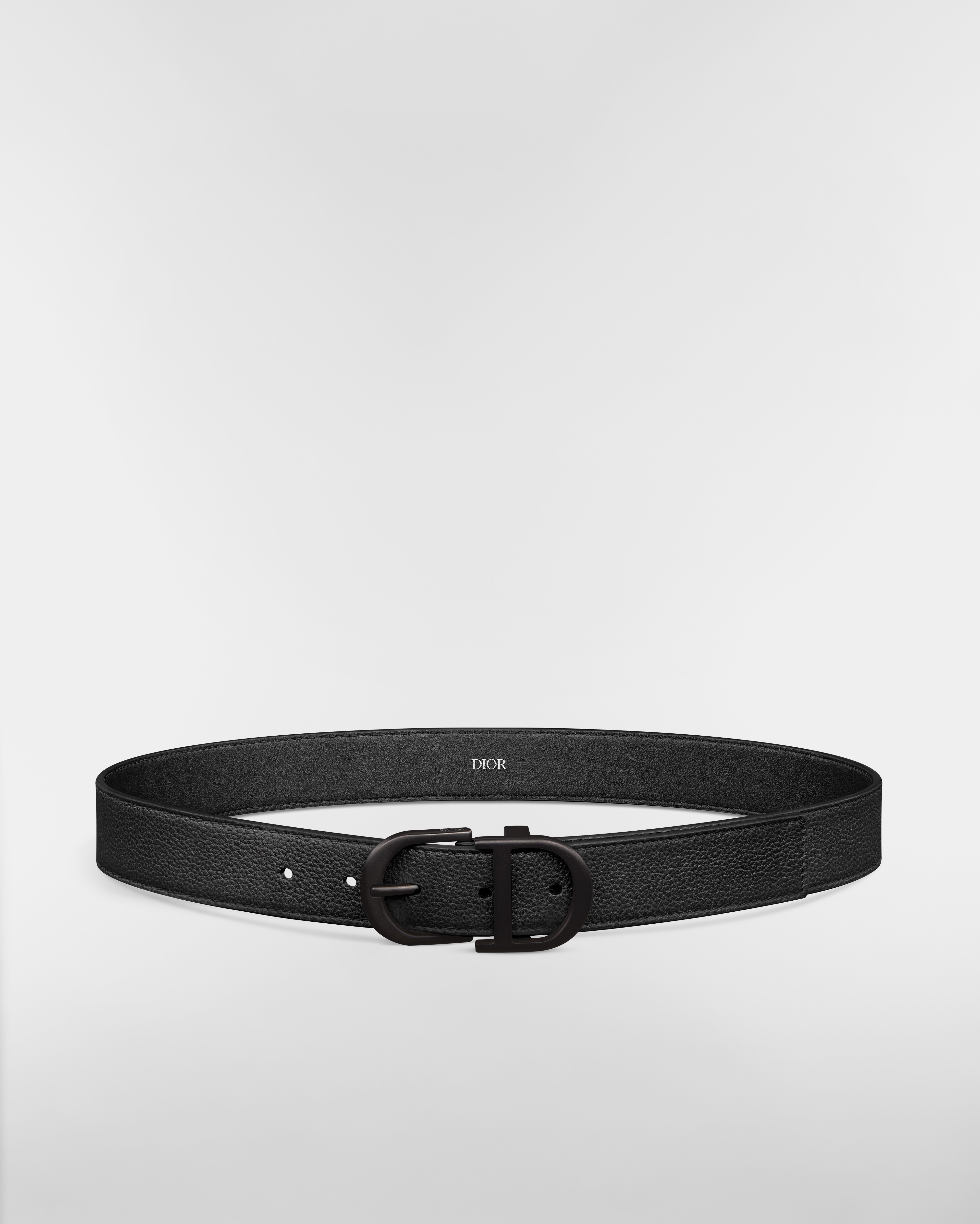 Ceinture Cuir de veau grainé noir, 33 mm E01